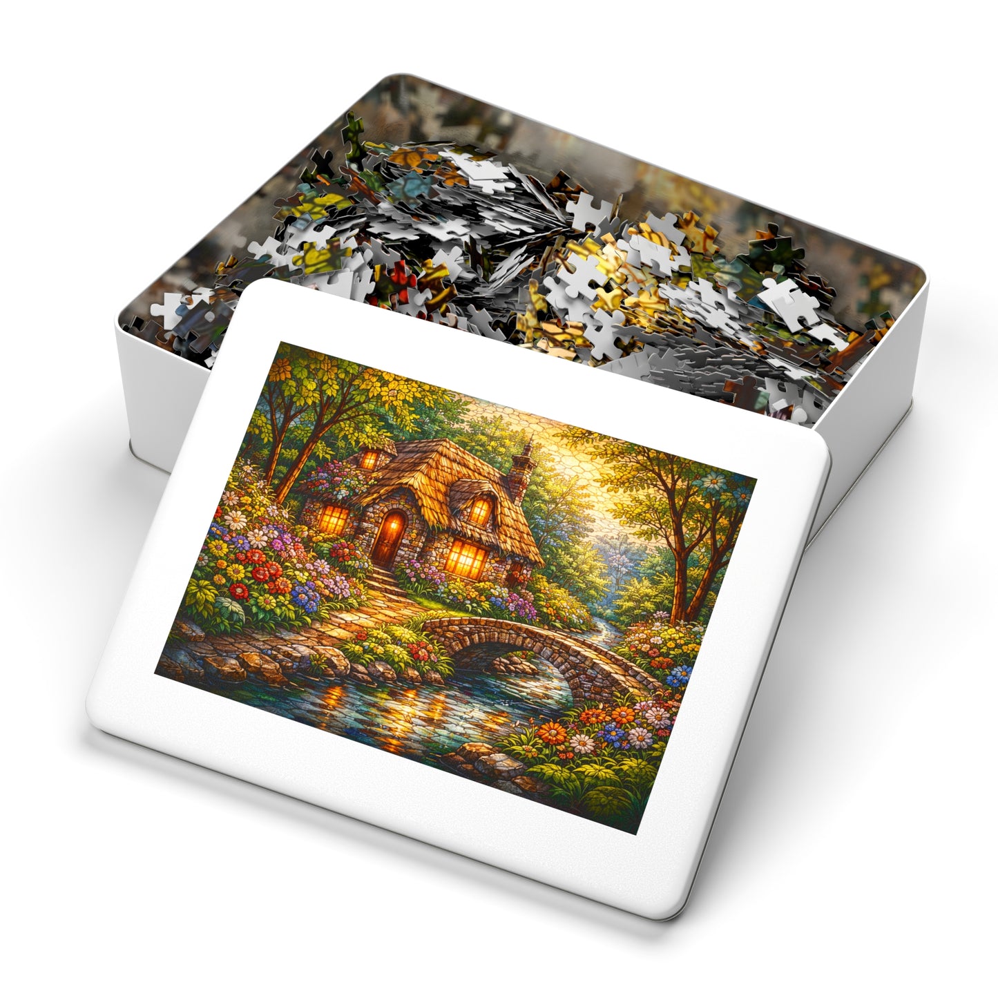 Cozy Cottage by Stream Jigsaw Puzzle