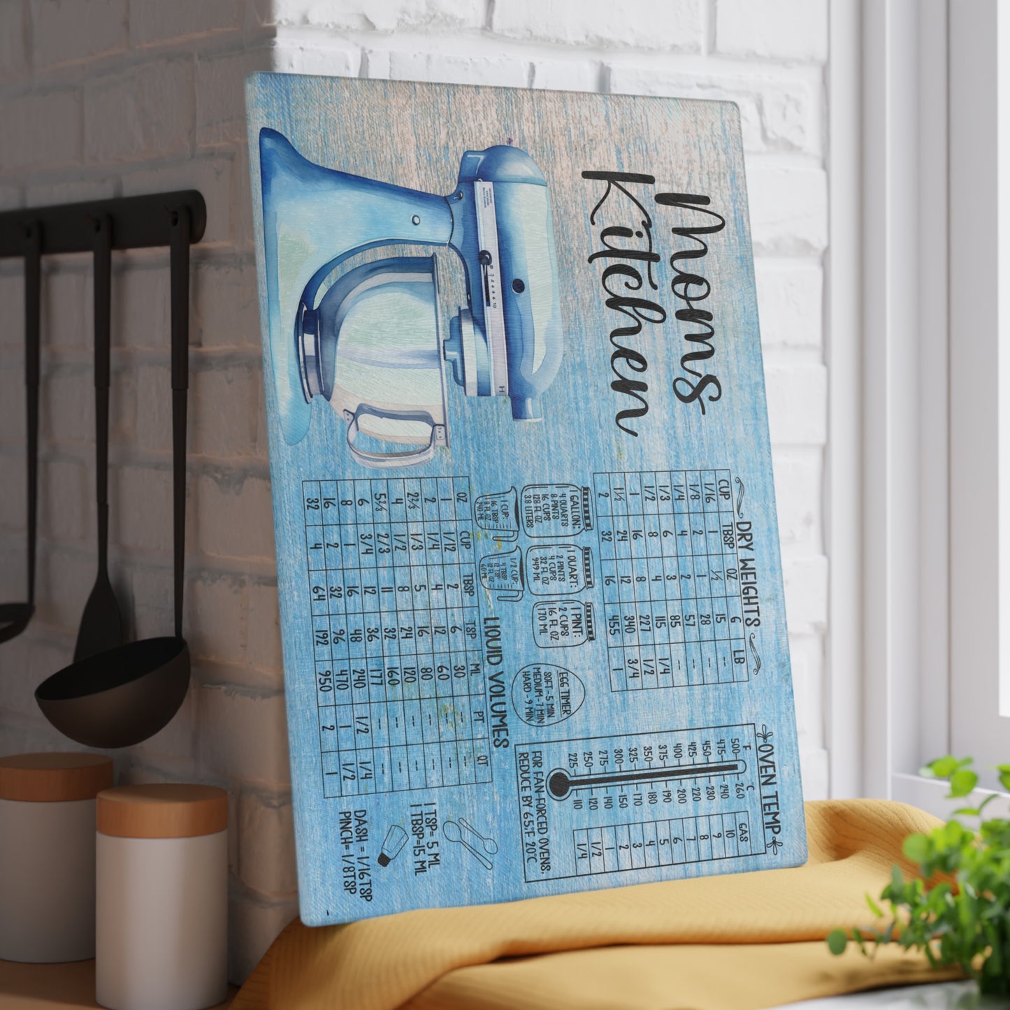 Glass Cutting Board with Conversion Charts | Baking Kitchen Gift