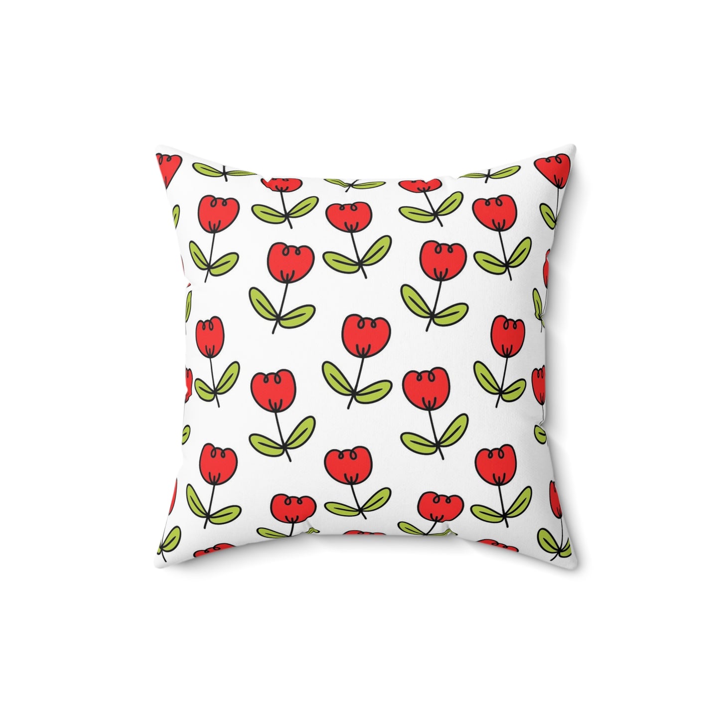 Spring Red Tulips Indoor Pillow | Floral Decorative Cushion