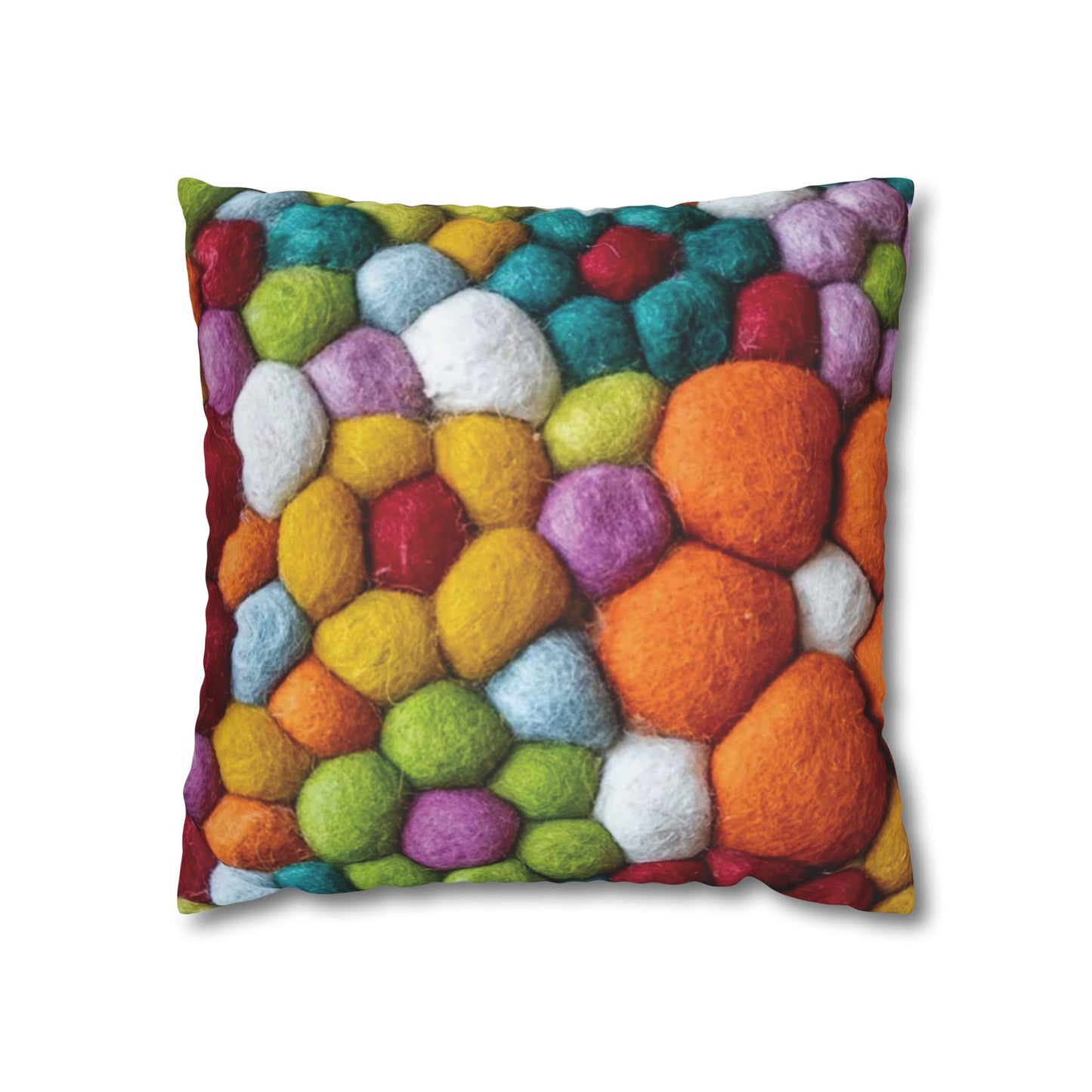 Decorative Pillowcase, Vibrant Colorful Cotton Balls Print, Square Couch Pillow Cover