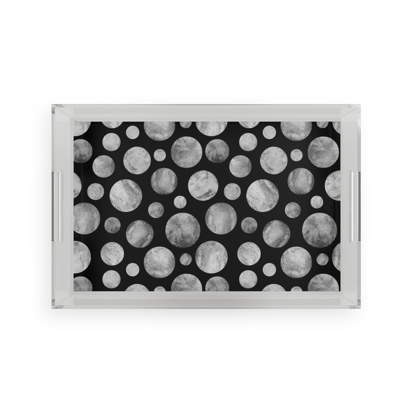 Black & White Abstract Dot Acrylic Serving Tray, Coffee Table Tray