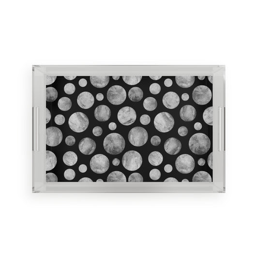 Black & White Abstract Dot Acrylic Serving Tray, Coffee Table Tray