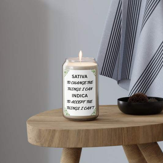 Sativa Indica Candle | Funny Weed Cannabis Lover Gift | Inspirational Candle for Relaxation & Motivation