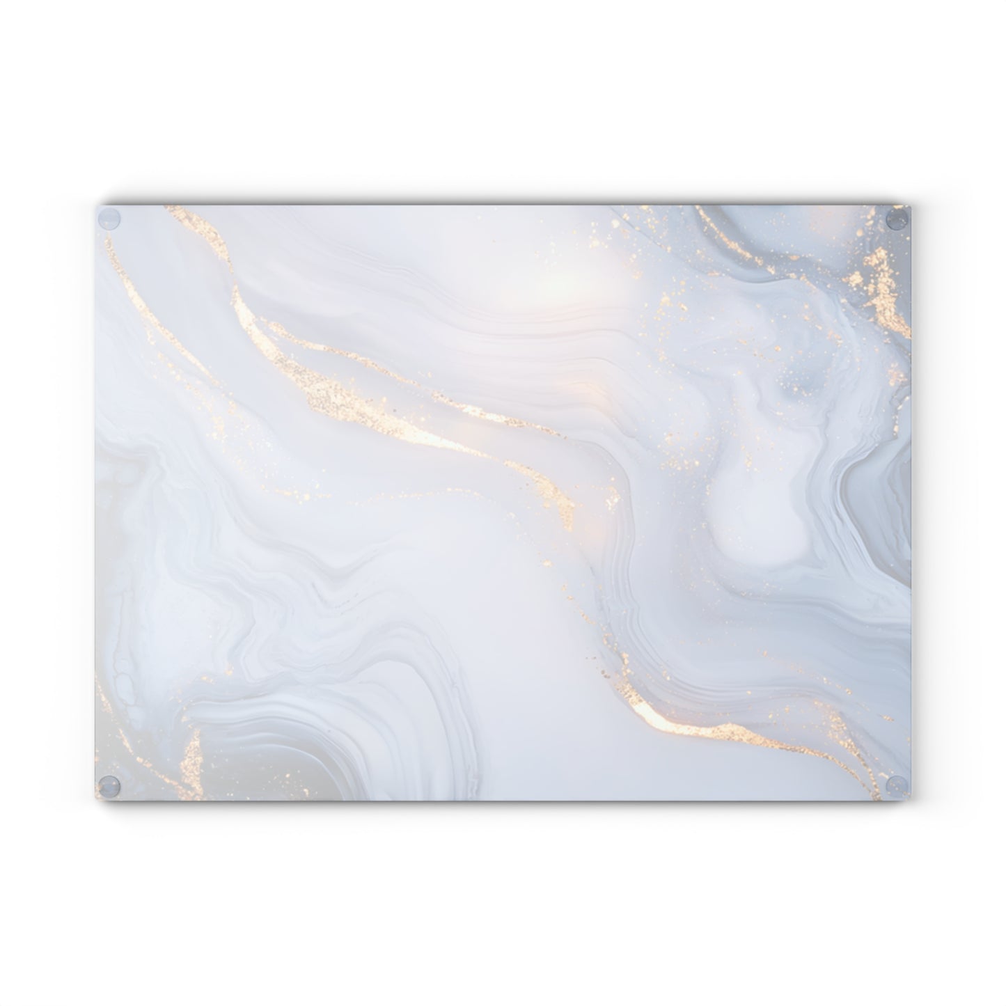 Blue Gold Marble Glass Cutting Board | Abstract Swirl Kitchen Decor