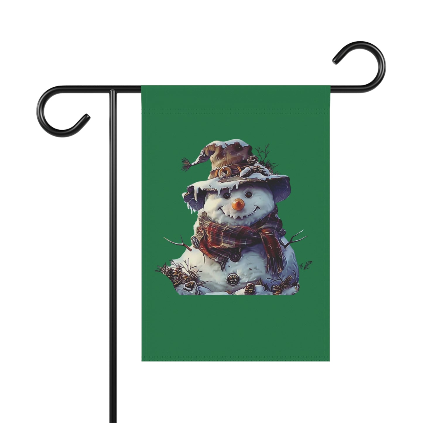 Snowman in Floppy Hat & Scarf Garden Banner | Whimiscal Snowman House Banner