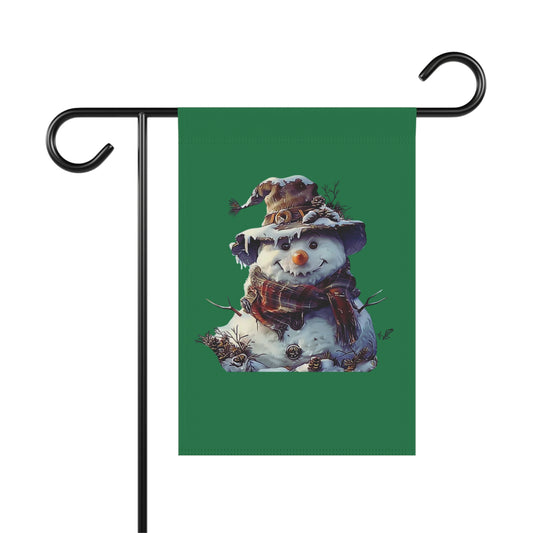 Snowman in Floppy Hat & Scarf Garden Banner | Whimiscal Snowman House Banner