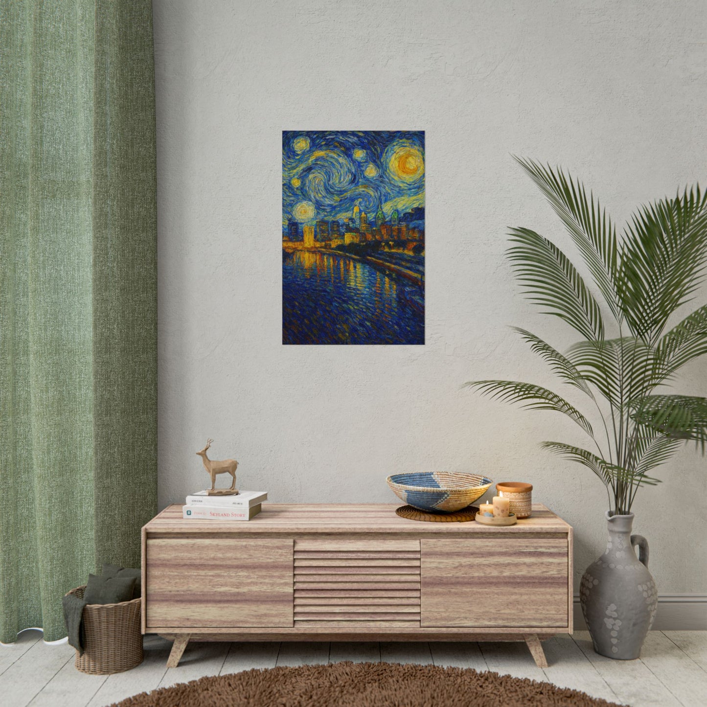 Philadelphia Starry Night City Skyline Rolled Poster | Van Gogh Style Print