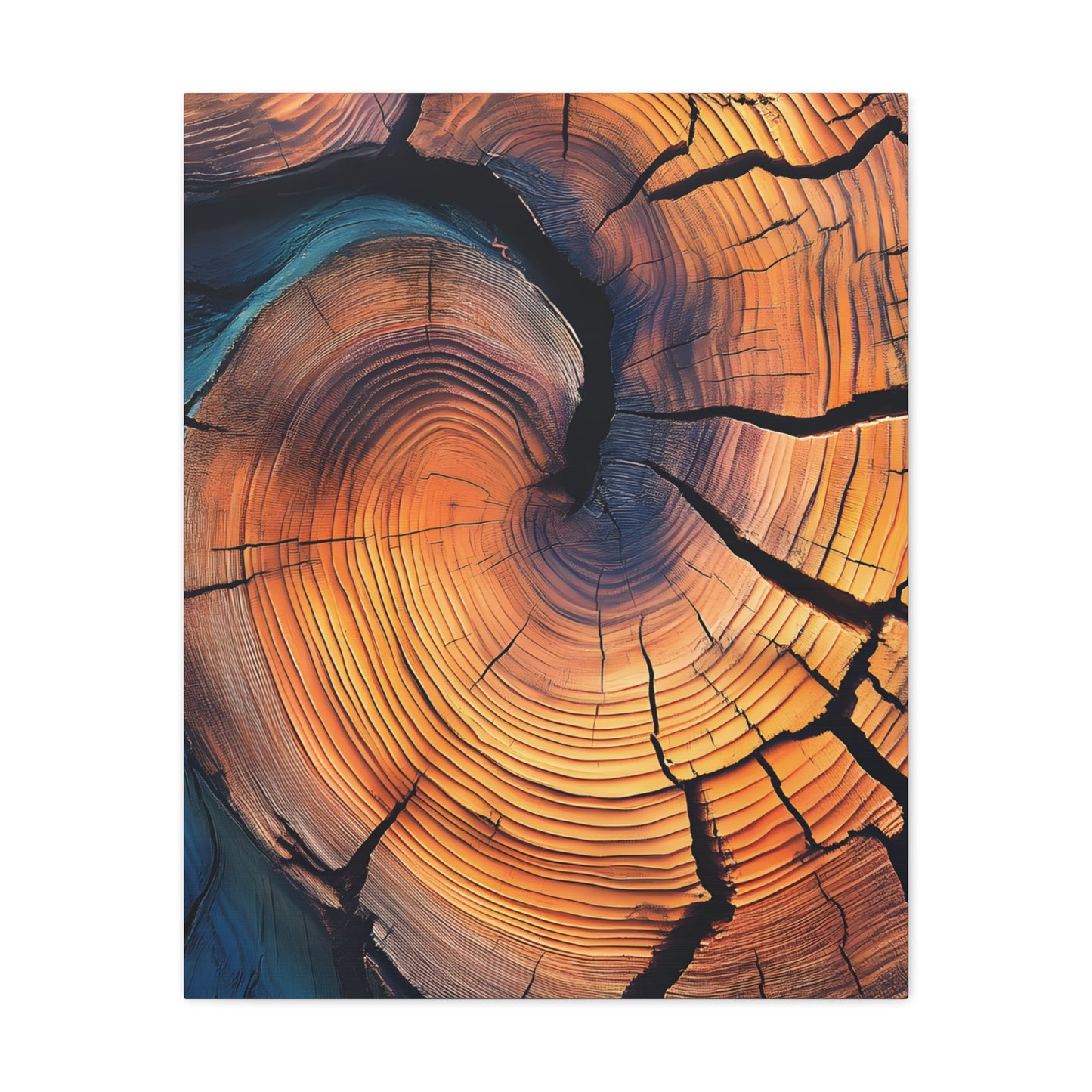Colorful Wood Ring Canvas Wall Art, Abstract Tree Slice Print, Modern Rustic Decor, Vibrant Tree Rings Art on Canvas, Earthy Boho Wall Print