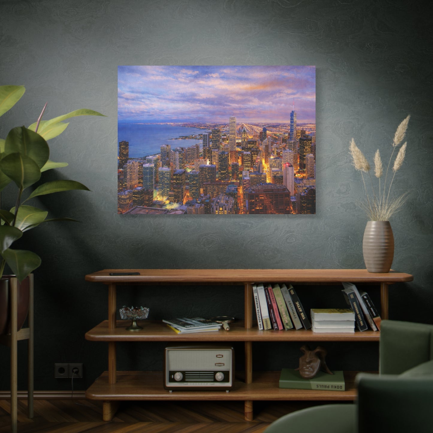 Chicago Skyline Canvas Wall Art – Sunset Cityscape Print, Downtown Chicago Decor, Urban Skyline Wall Decor