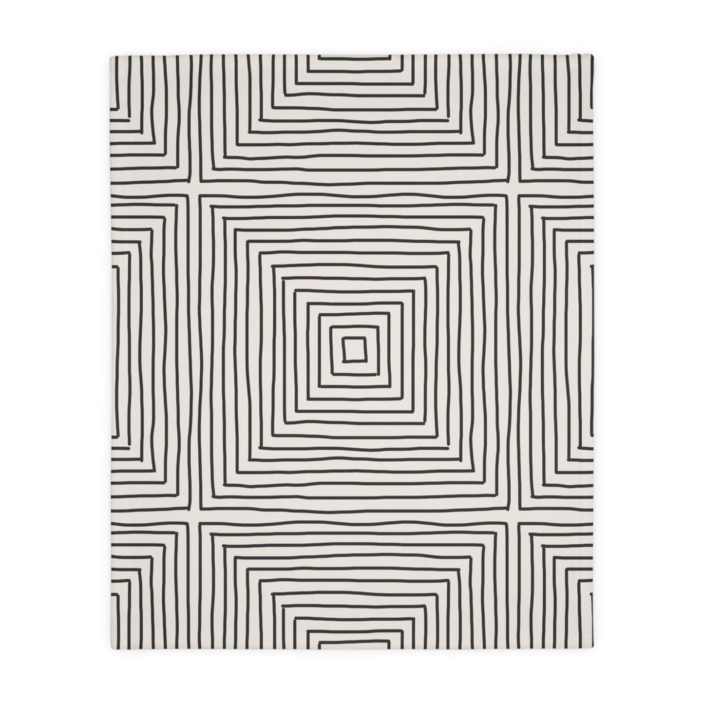 Hand-drawn Geometric Squares Blanket | Velveteen Microfiber Throw