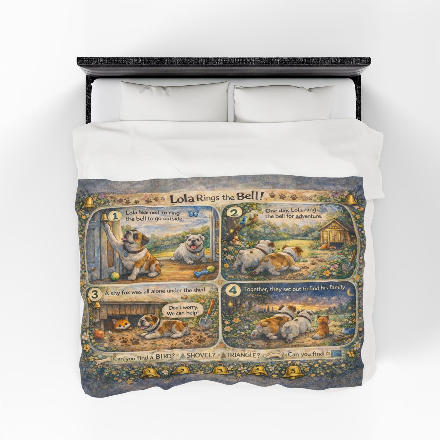 Lola Rings the Bell Story Blanket, Interactive Bulldog Fox Find & Seek Blanket