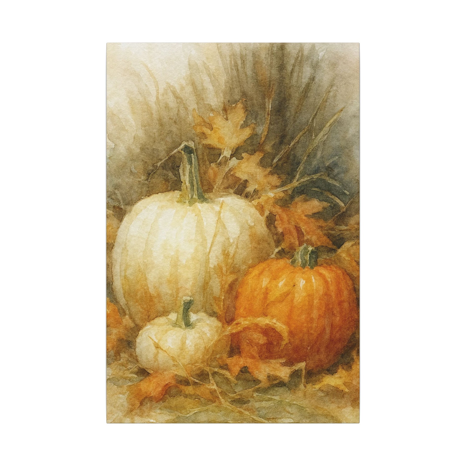 Decorative mat with pumpkins and autumn leaves on a textured background