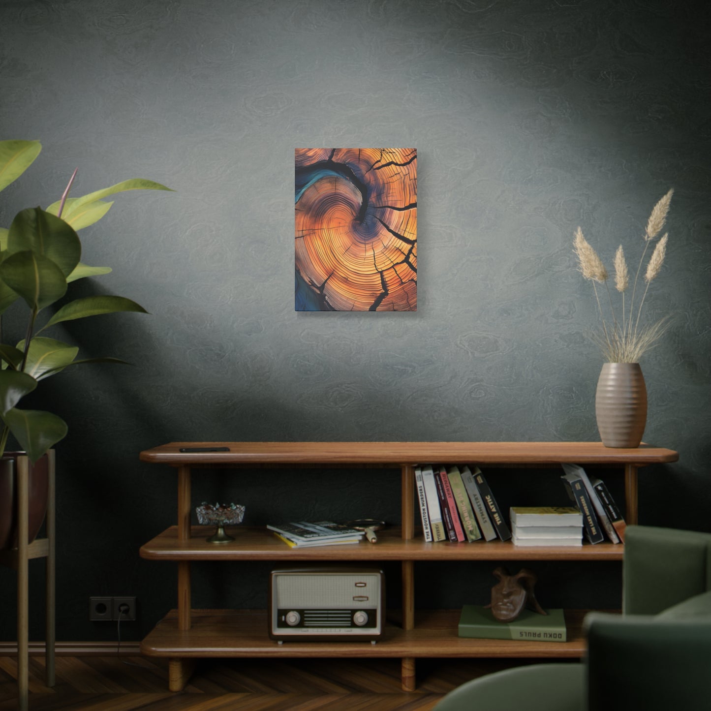 Colorful Wood Ring Canvas Wall Art, Abstract Tree Slice Print, Modern Rustic Decor, Vibrant Tree Rings Art on Canvas, Earthy Boho Wall Print