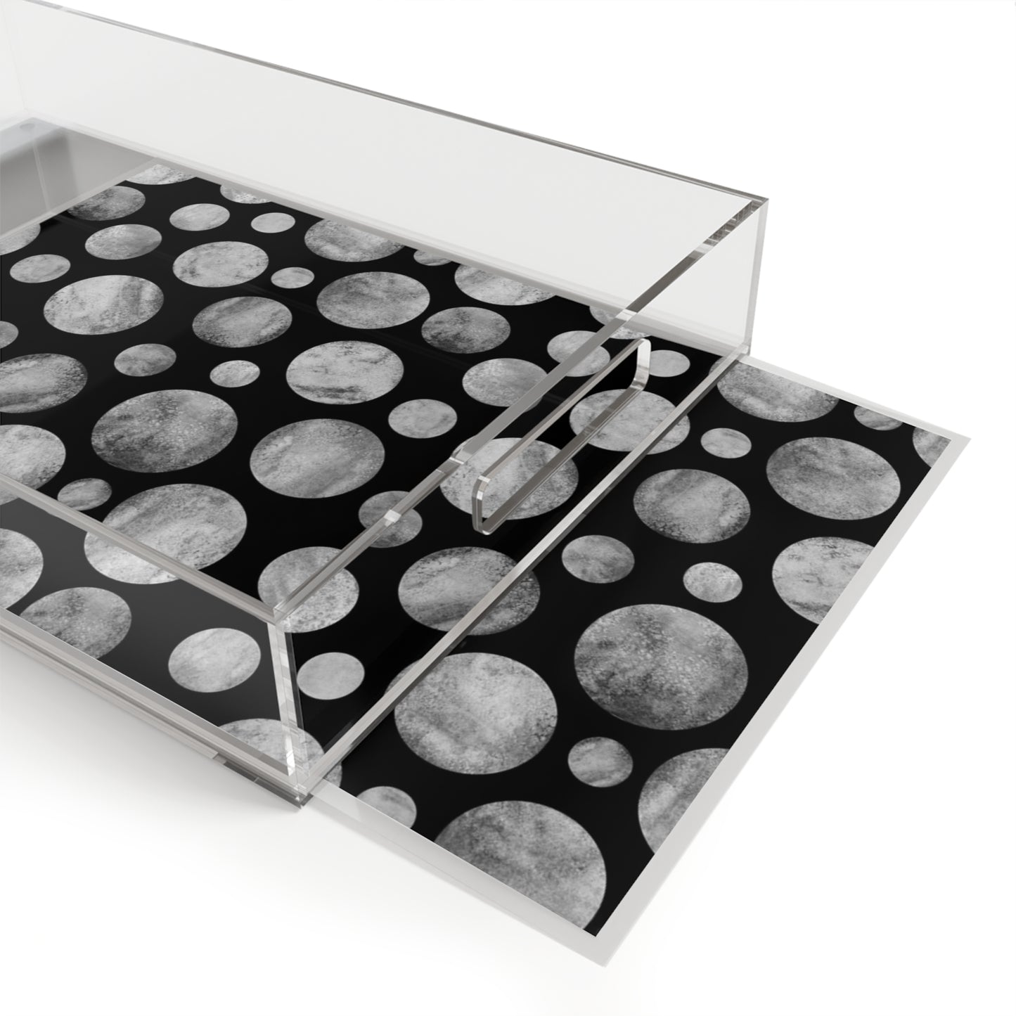Black & White Abstract Dot Acrylic Serving Tray, Coffee Table Tray