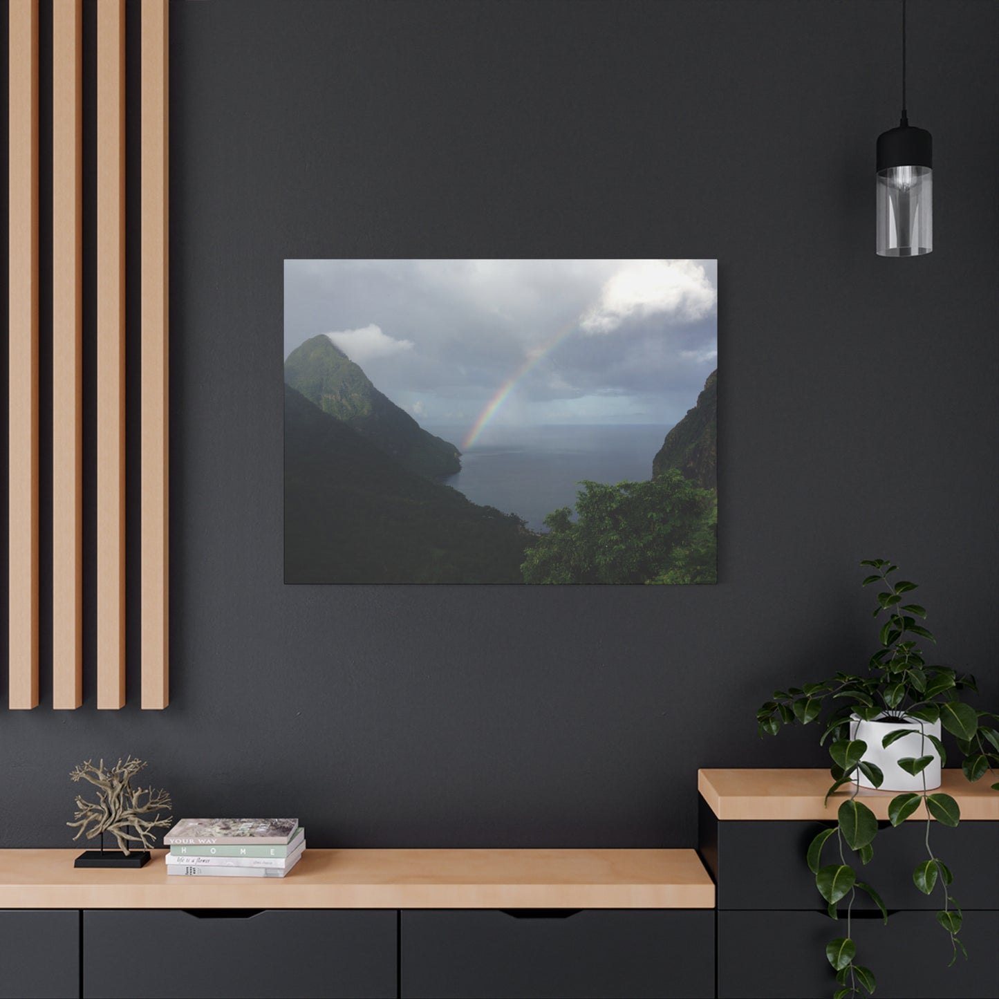 St. Lucia Pitons Rainbow Canvas Art | Caribbean Landscape Photography