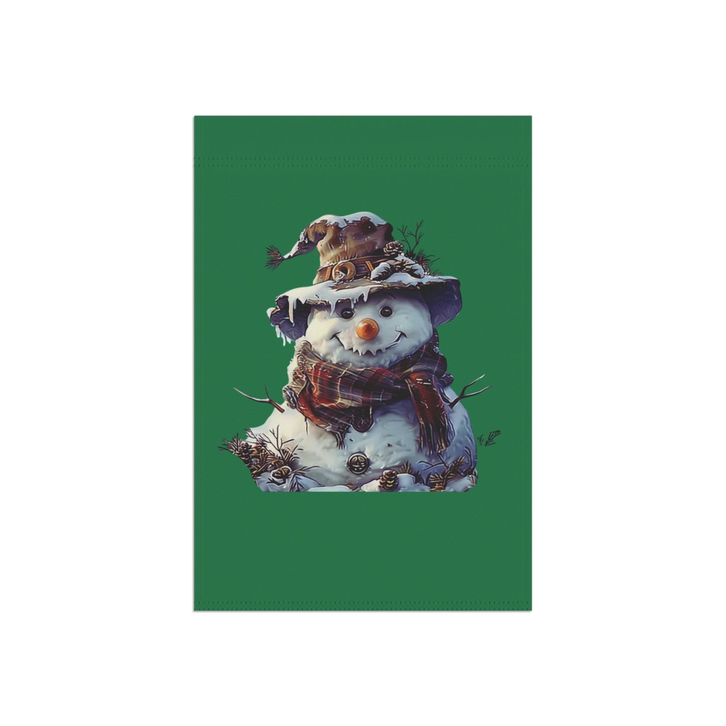 Snowman in Floppy Hat & Scarf Garden Banner | Whimiscal Snowman House Banner