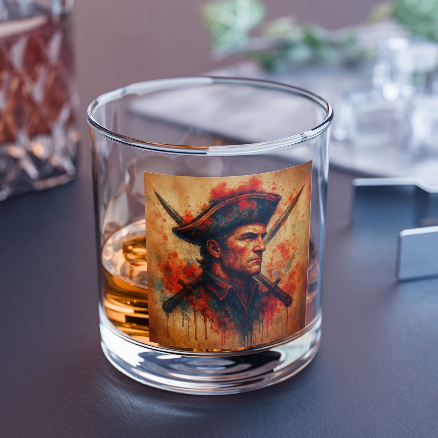 Patriot Pop Surrealism Whiskey Glass – New England Warrior Art Rocks Glass
