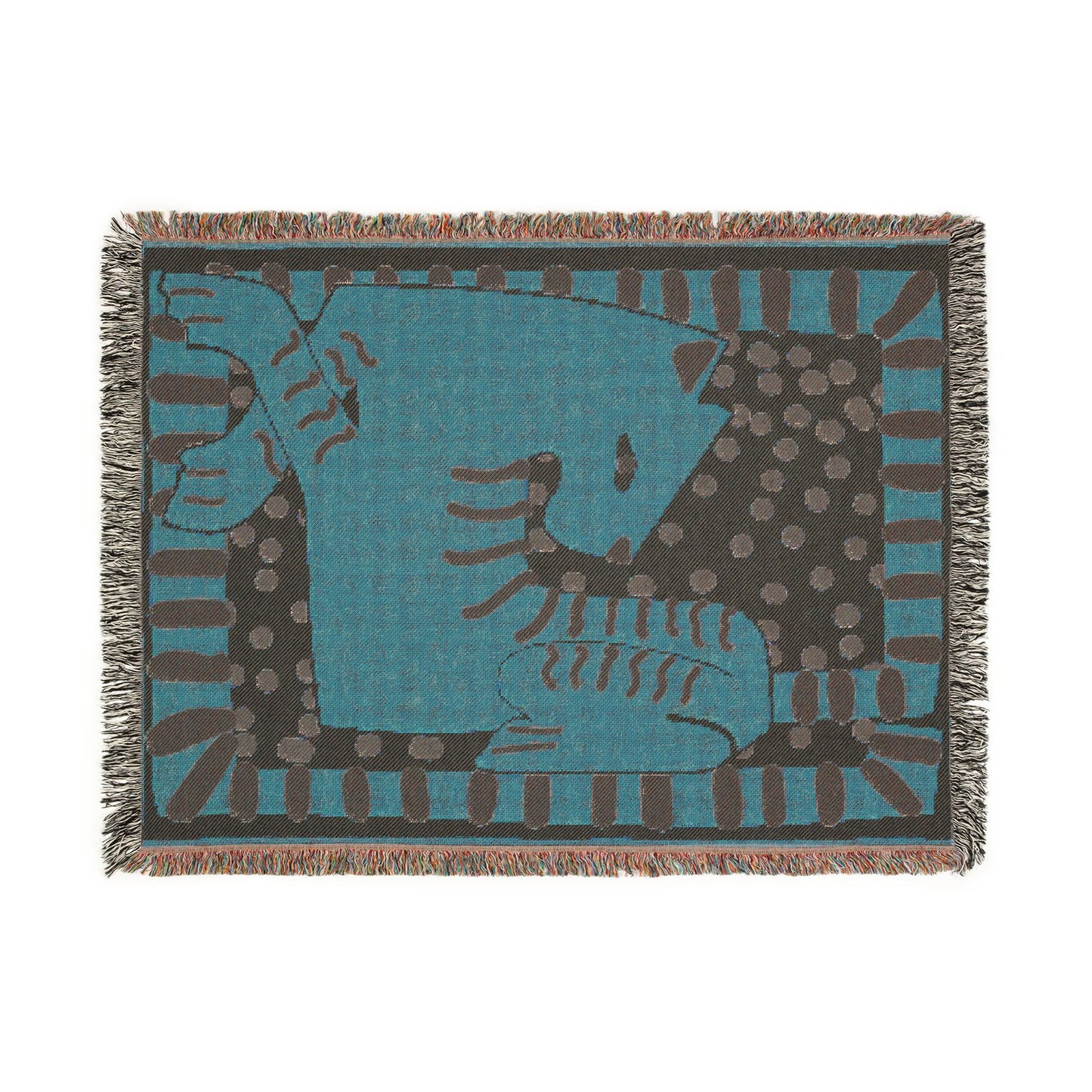 Modern Abstract Cat Woven Blanket | Mid Century Boho Throw