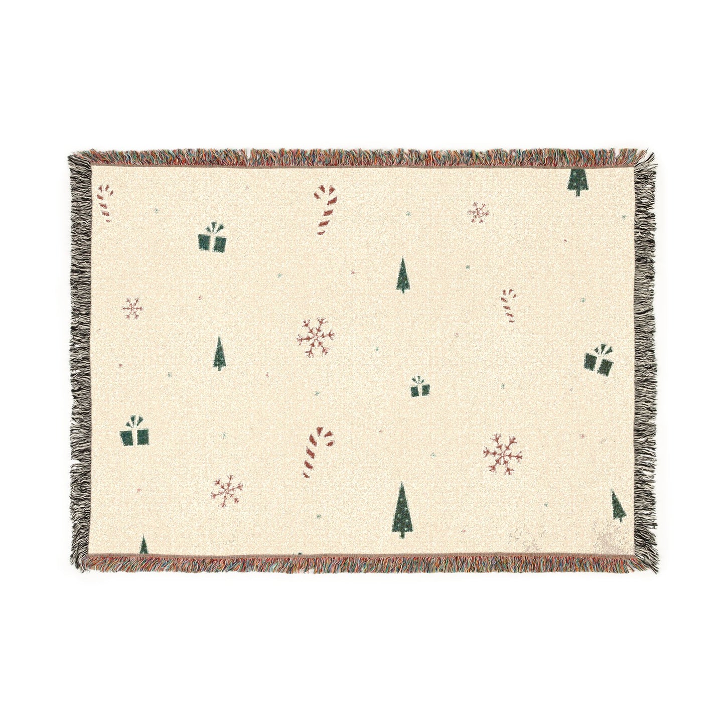 Christmas Trees & Candy Cane Woven Throw Blanket | Cozy Holiday Decor