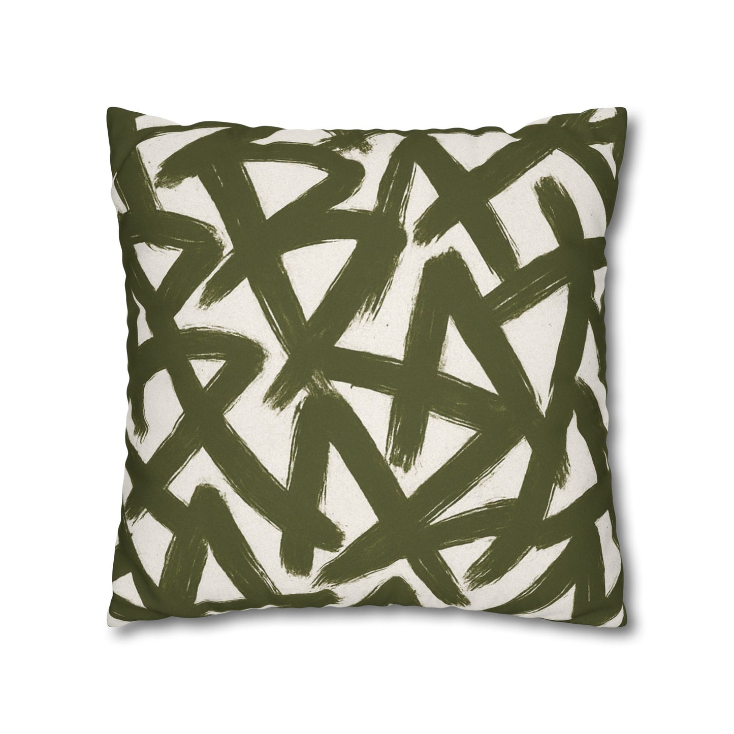 Throw Pillow Cover, Green Graffiti Brush Strokes Square Pillowcase Cover