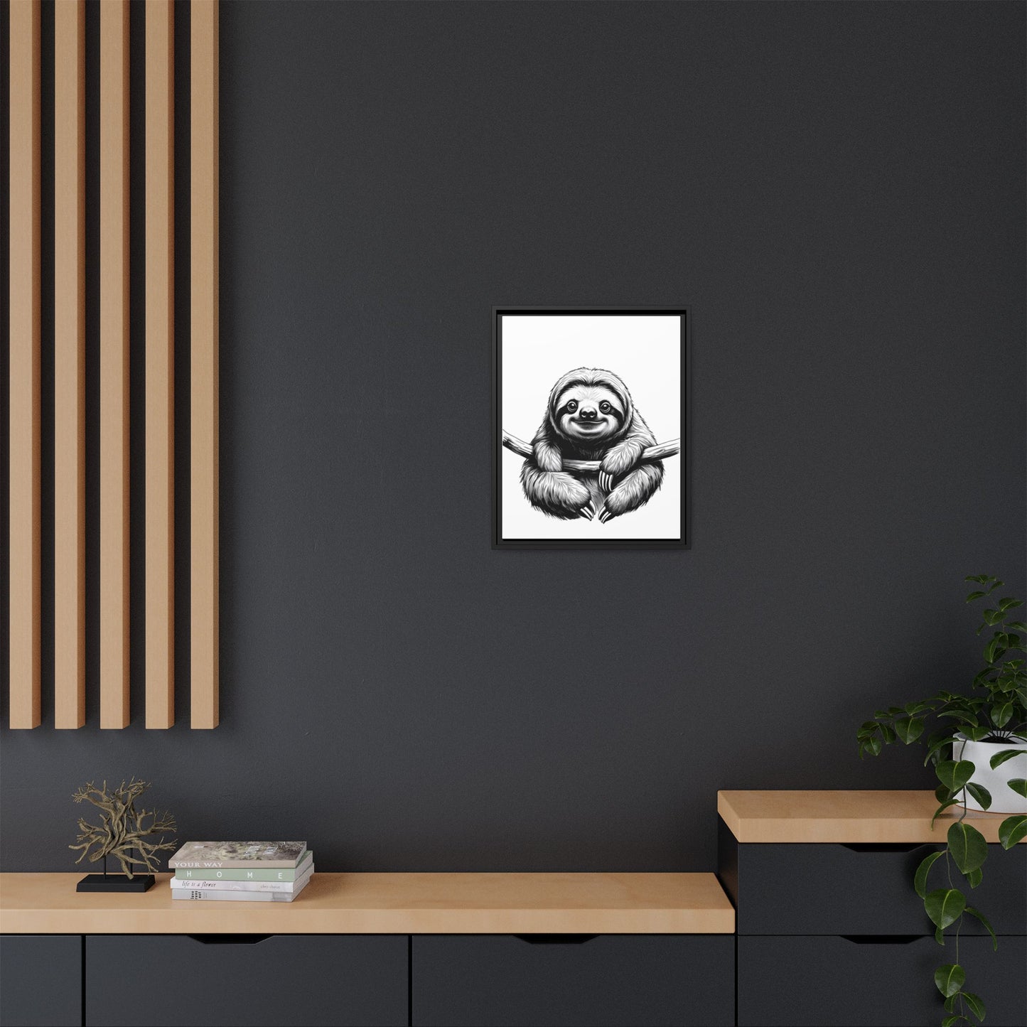 Adorable Sloth Hanging from Tree Branch Black & White Animal Wall Art, Cute Sloth Print, Jungle Theme Nursery Decor, Baby Shower Gift