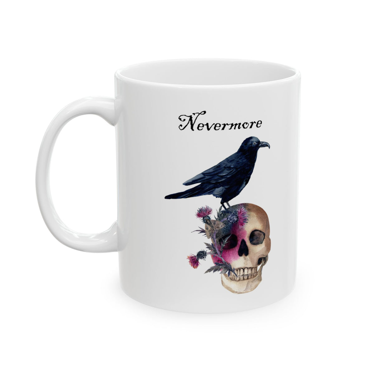 Halloween Mug - Raven Sitting on Skull Nevermore