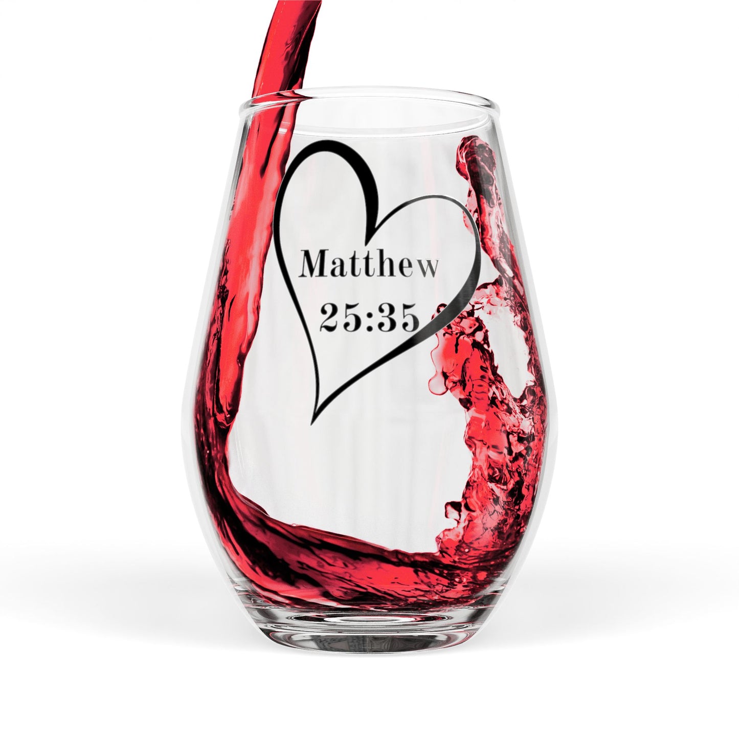 Bible Verse Wine Glass | Matthew 25:35 Christian Gift