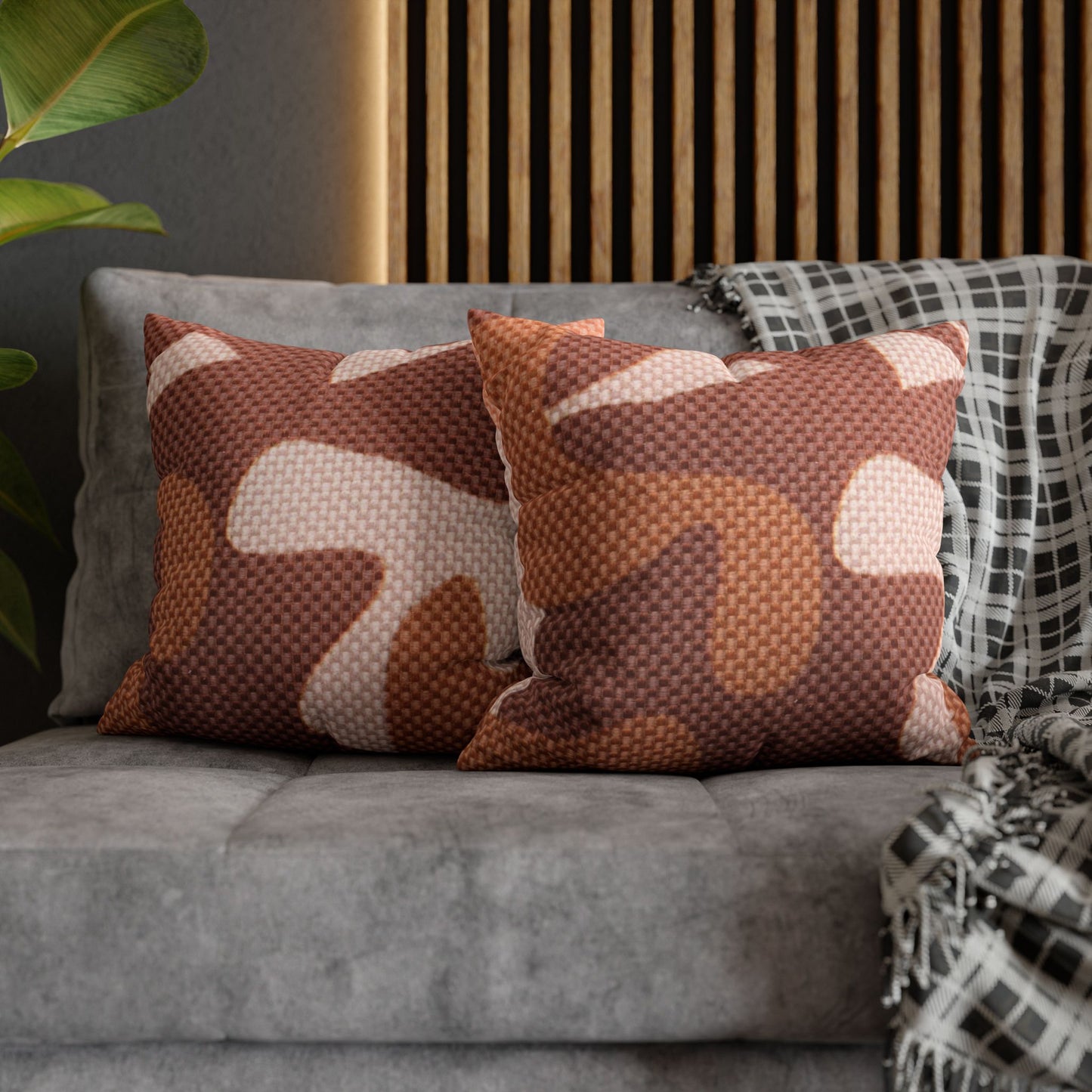 Boho Pillowcase, Bohemian Pillow Cover, Modern Square Pillow Case, Brown Shades