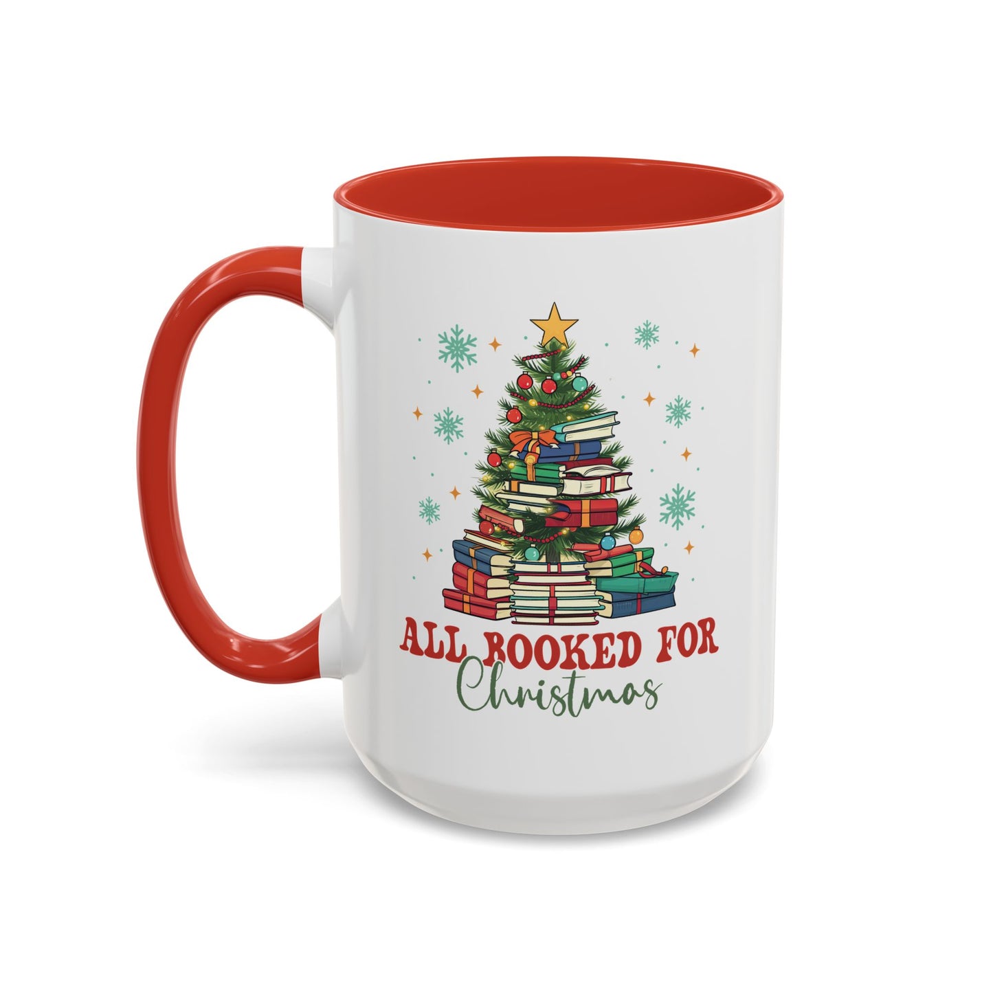 Christmas Booked Coffee Mug (11, 15oz) Holiday Book Lover Gift Festive Reading Mug Xmas Tree Teacher Gift