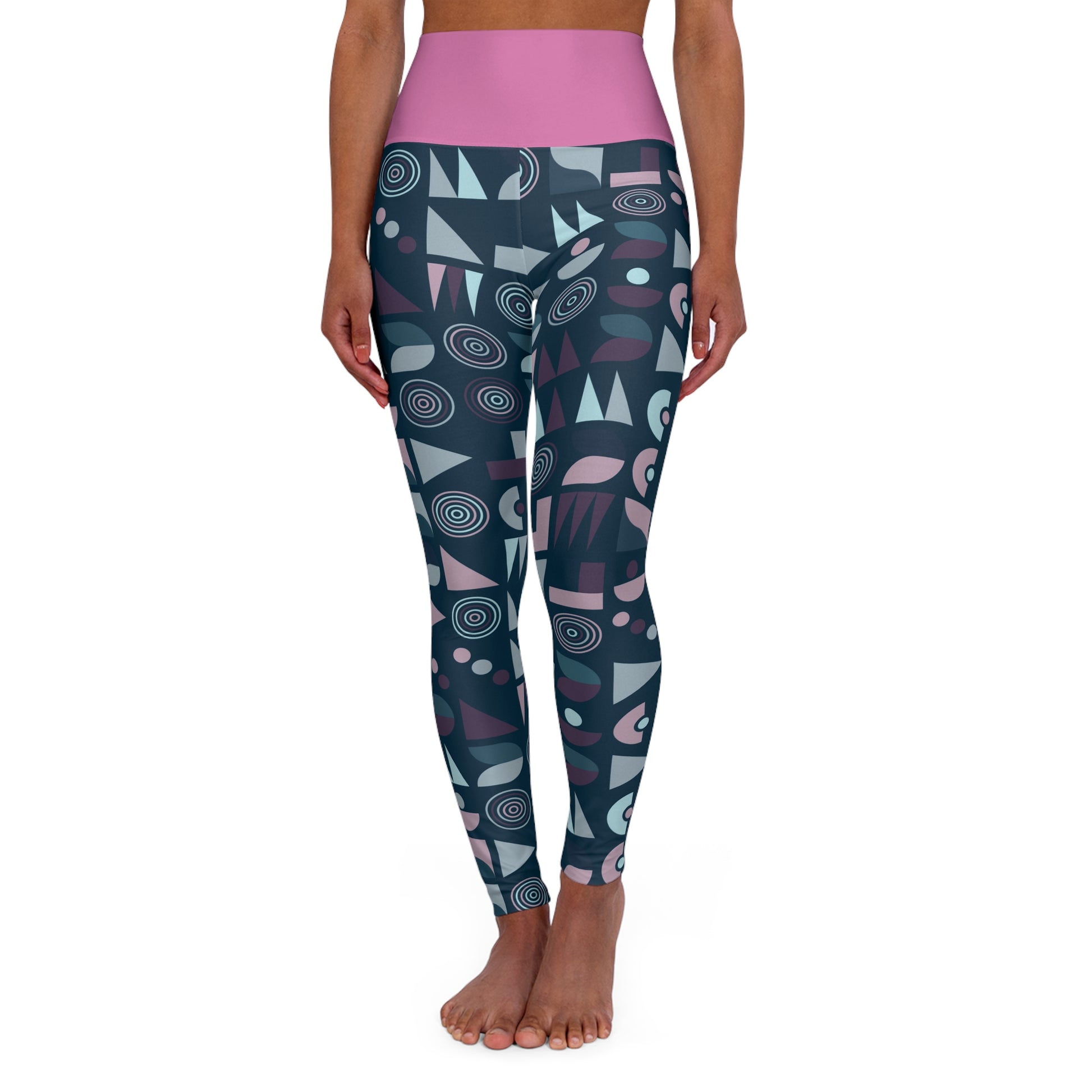 Leggings with geometric pattern on a white background