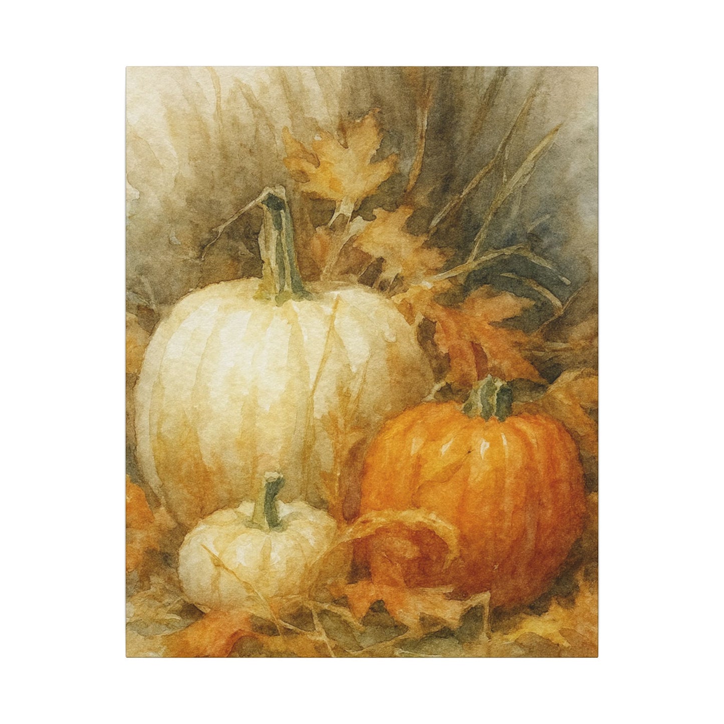 Autumn still life with pumpkins and leaves on a textured background