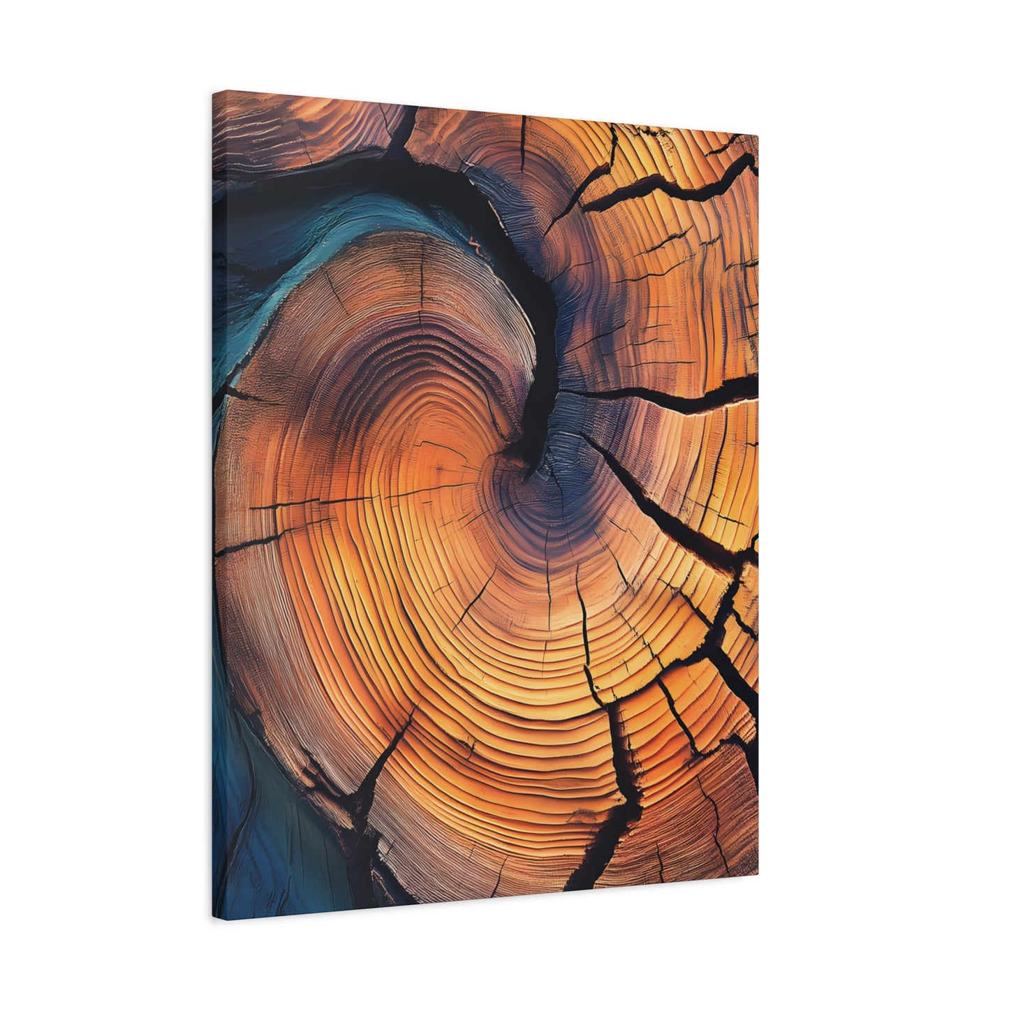 Colorful Wood Ring Canvas Wall Art, Abstract Tree Slice Print, Modern Rustic Decor, Vibrant Tree Rings Art on Canvas, Earthy Boho Wall Print
