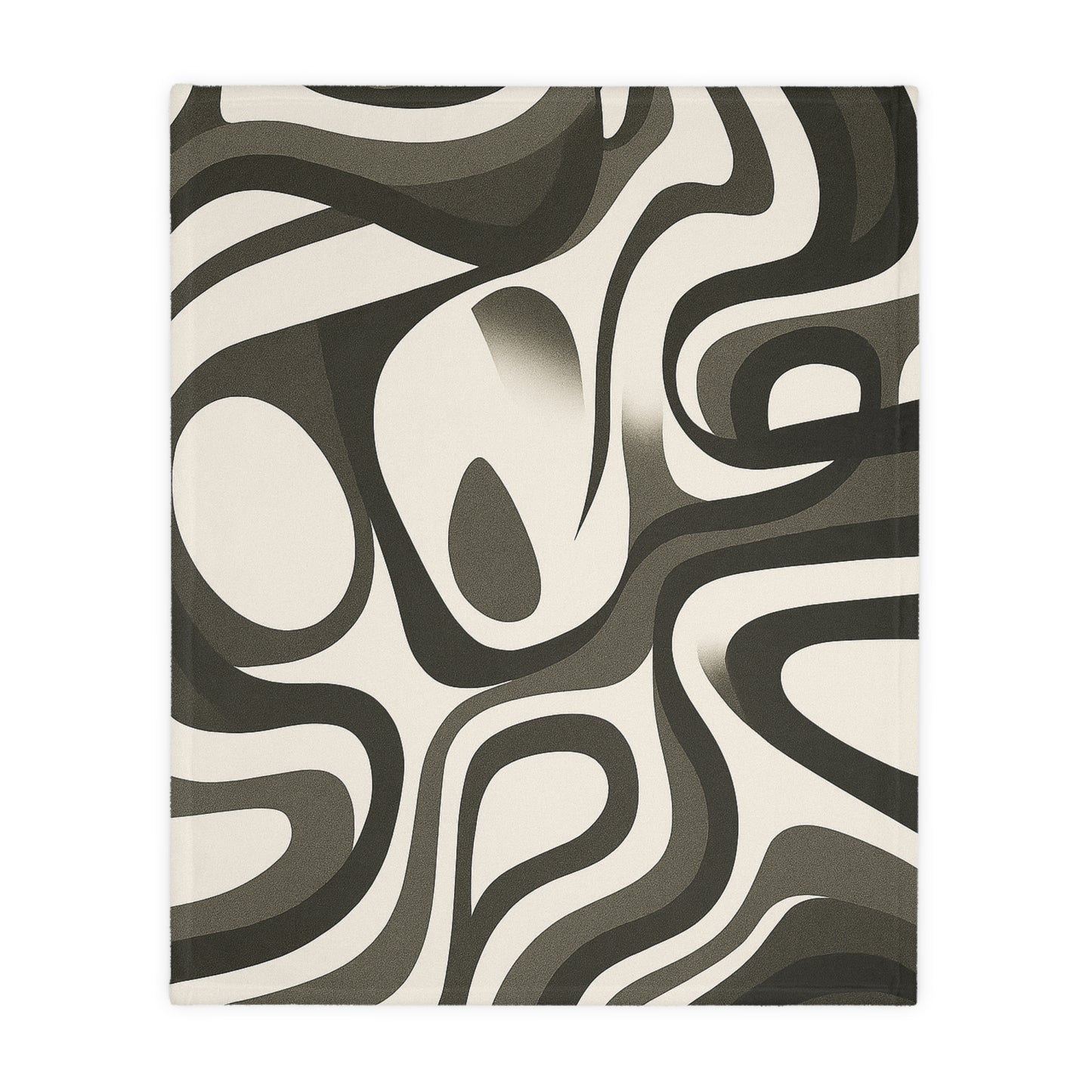 Abstract Retro Swirl Velveteen Throw Blanket | Neutral Modern Sofa Decor