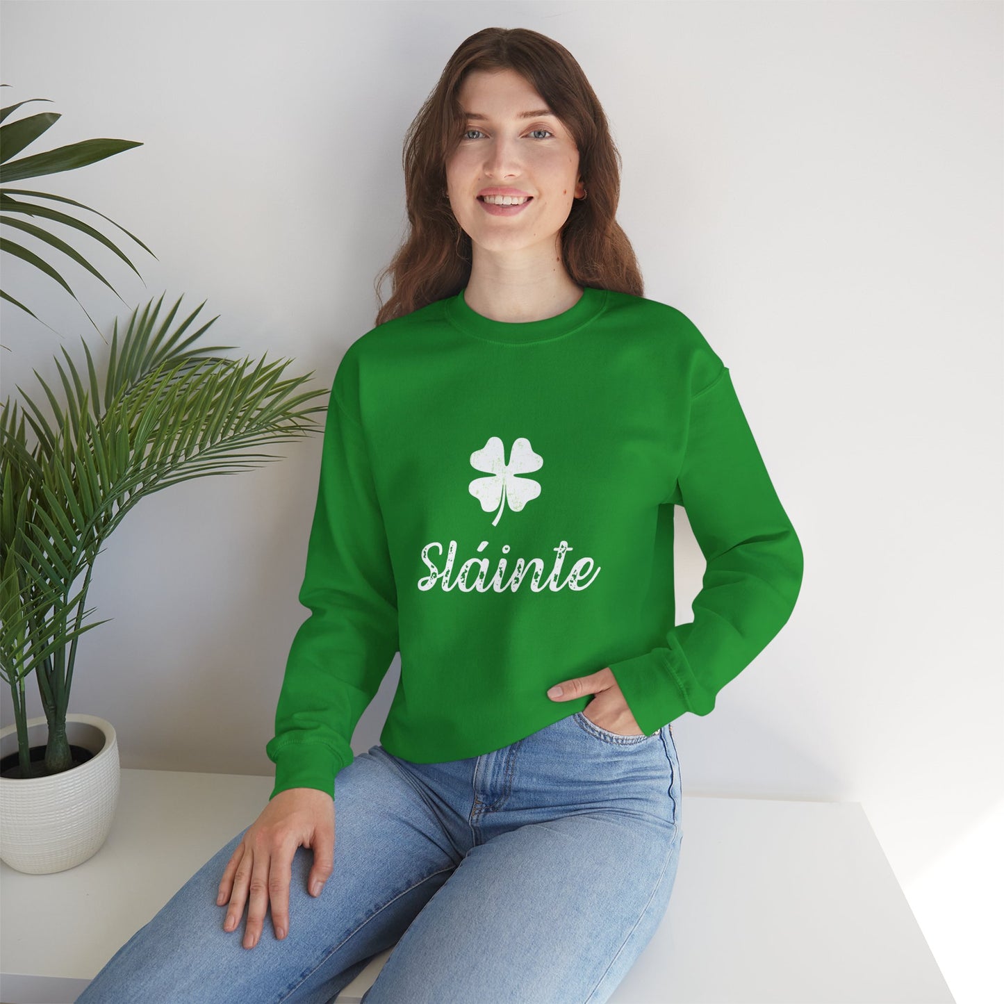 Sláinte Irish Sweatshirt – St Patrick’s Day Shamrock Crewneck – Irish Cheers Shirt – Lucky Clover St Paddy’s Day Sweatshirt