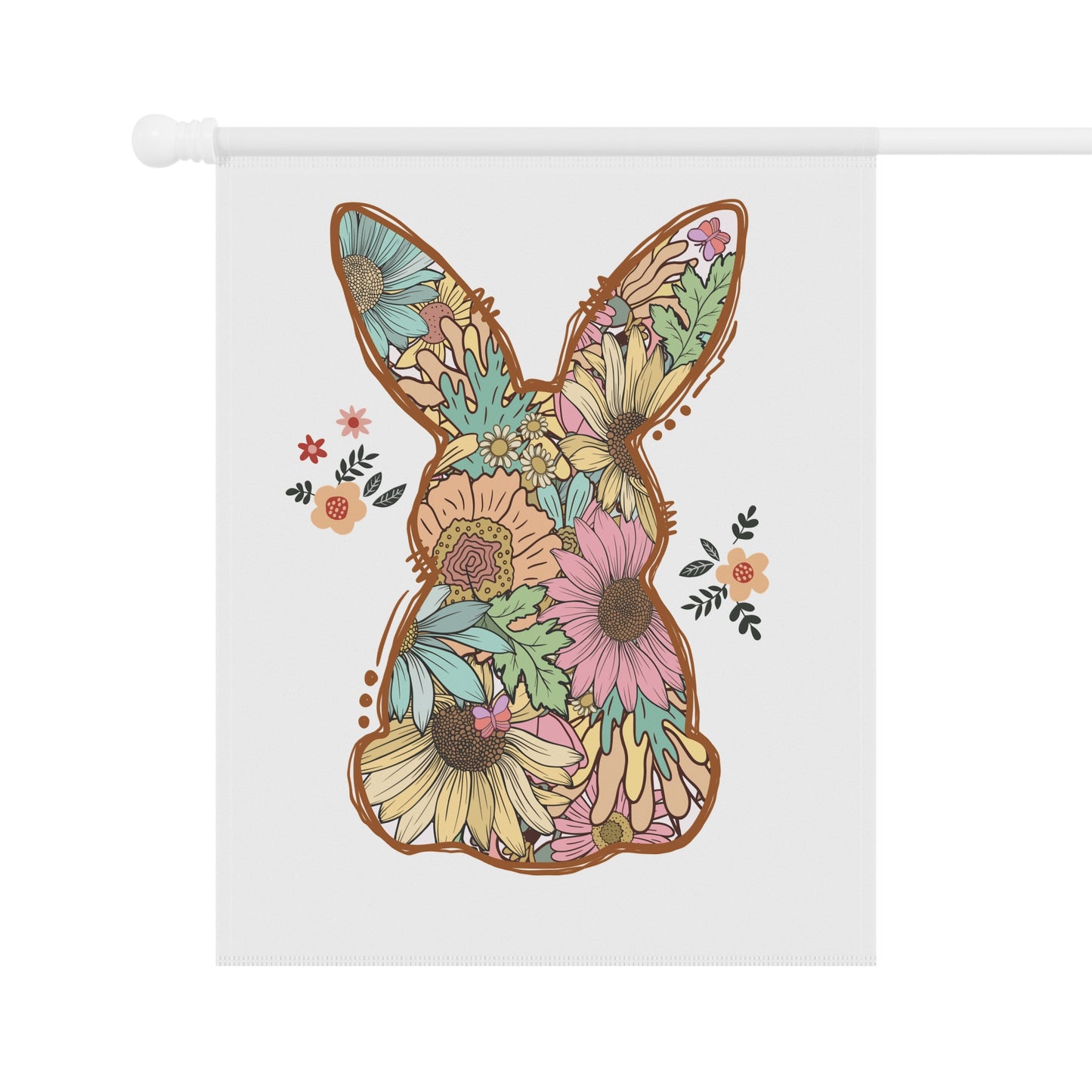 Floral Bunny Garden Flag | Spring Easter Yard Flag | Boho Rabbit Outdoor Decorgn