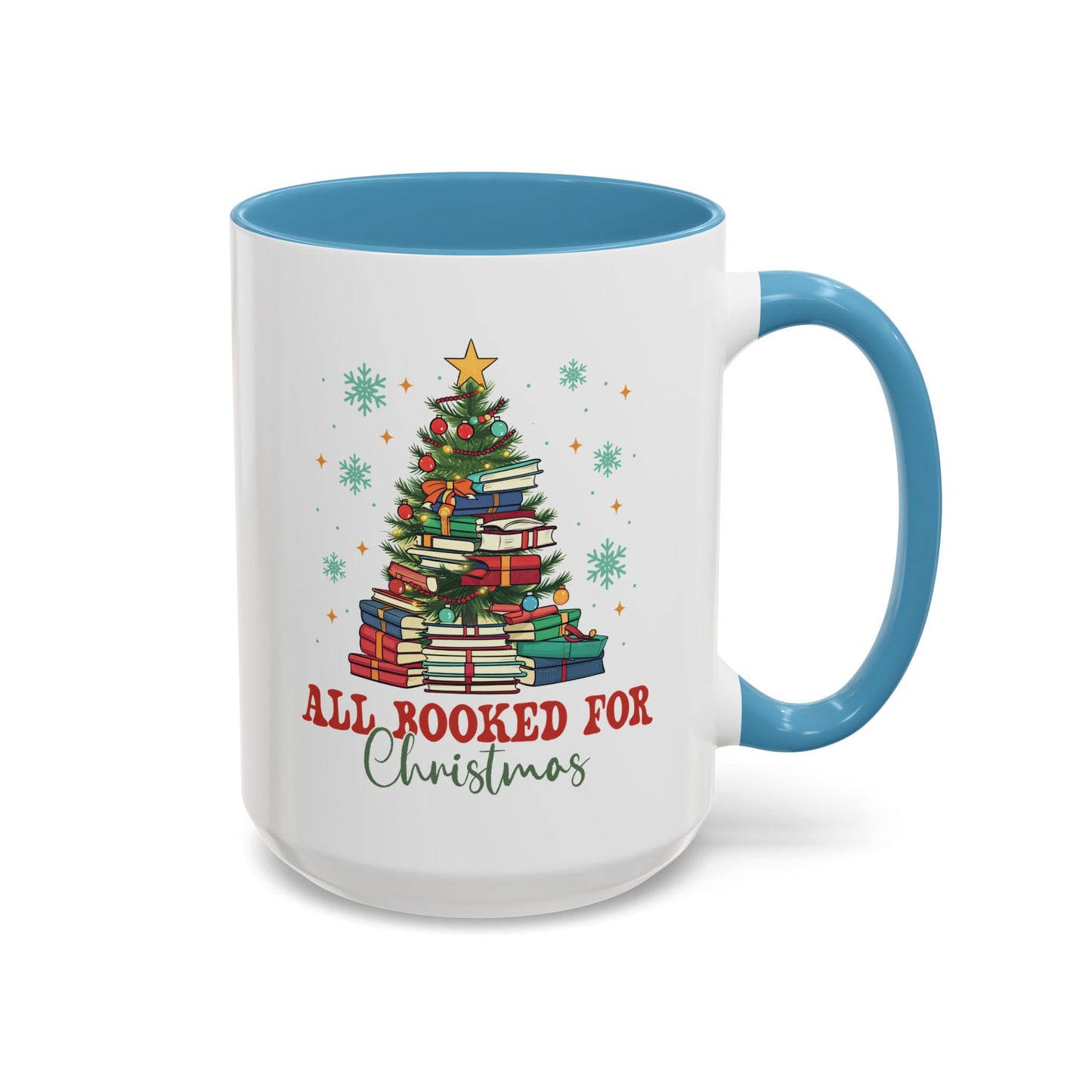 Christmas Booked Coffee Mug (11, 15oz) Holiday Book Lover Gift Festive Reading Mug Xmas Tree Teacher Gift