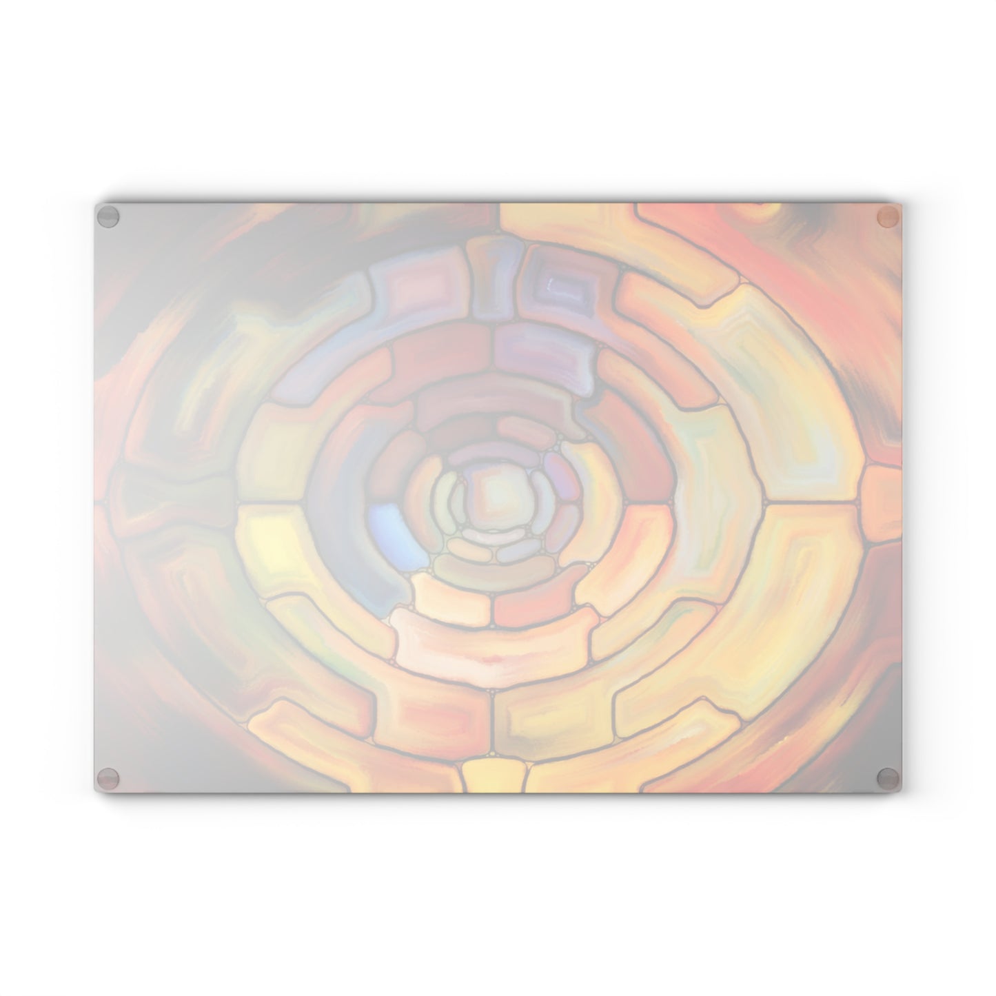 Abstract Spiral Glass Cutting Board | Colorful Circular Mosaic Art