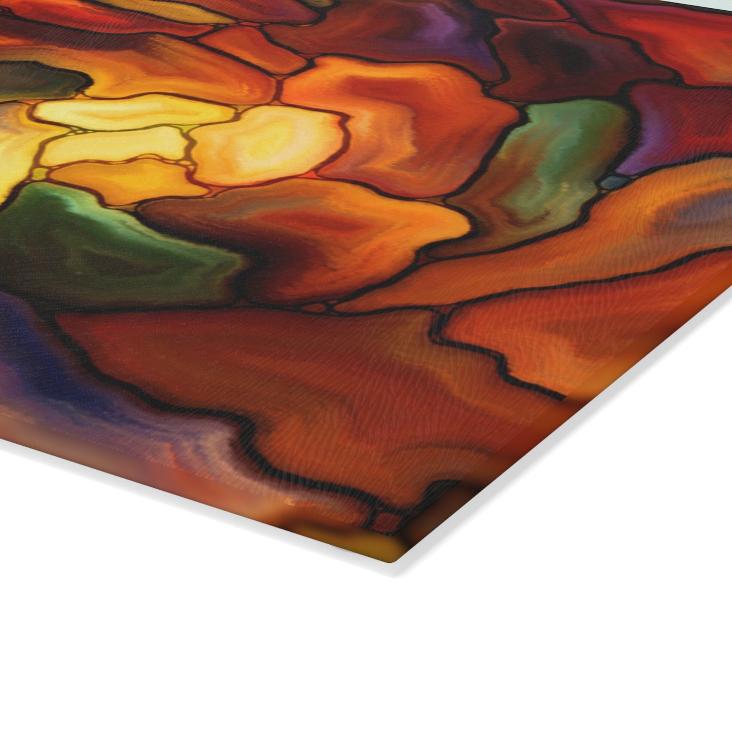 Abstract Stained Glass Swirl Cutting Board | Colorful Mosaic Kitchen Decor
