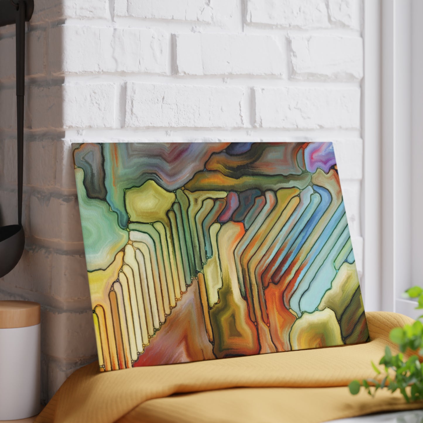 Abstract Geode Glass Cutting Board | Colorful Agate Kitchen Decor