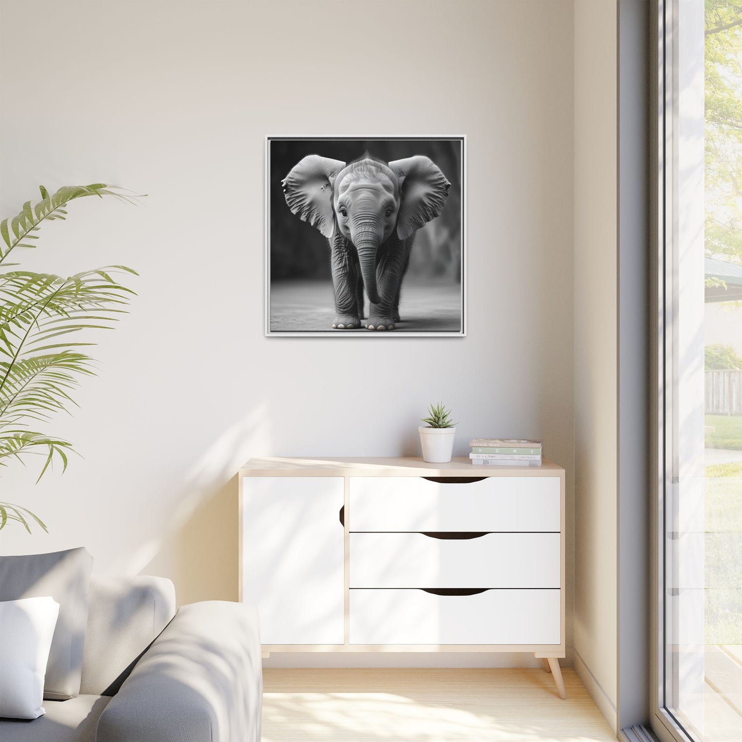 Adorable Baby Elephant Wall Art Black & White Wildlife Photography Print, Cute Safari Animal Home Decor, Elephant Lover Gift