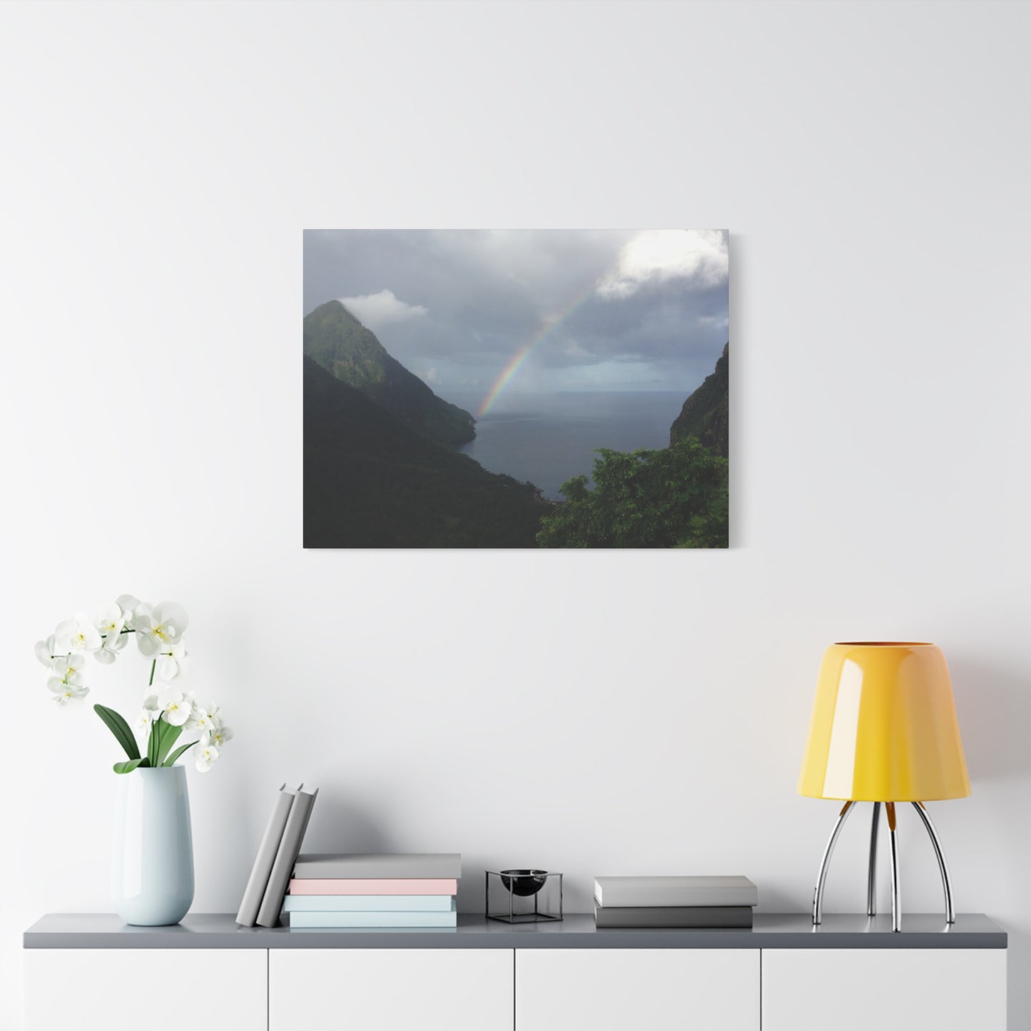 St. Lucia Pitons Rainbow Canvas Art | Caribbean Landscape Photography