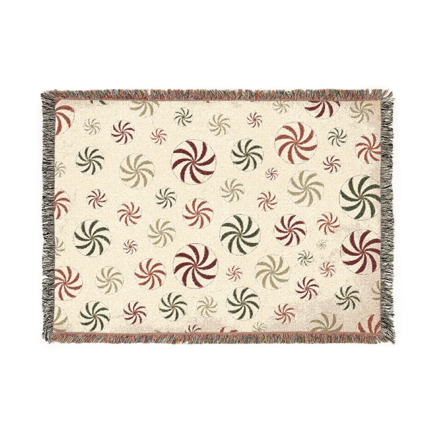 Peppermint Swirl Woven Throw Blanket | Cozy Christmas Holiday Decor