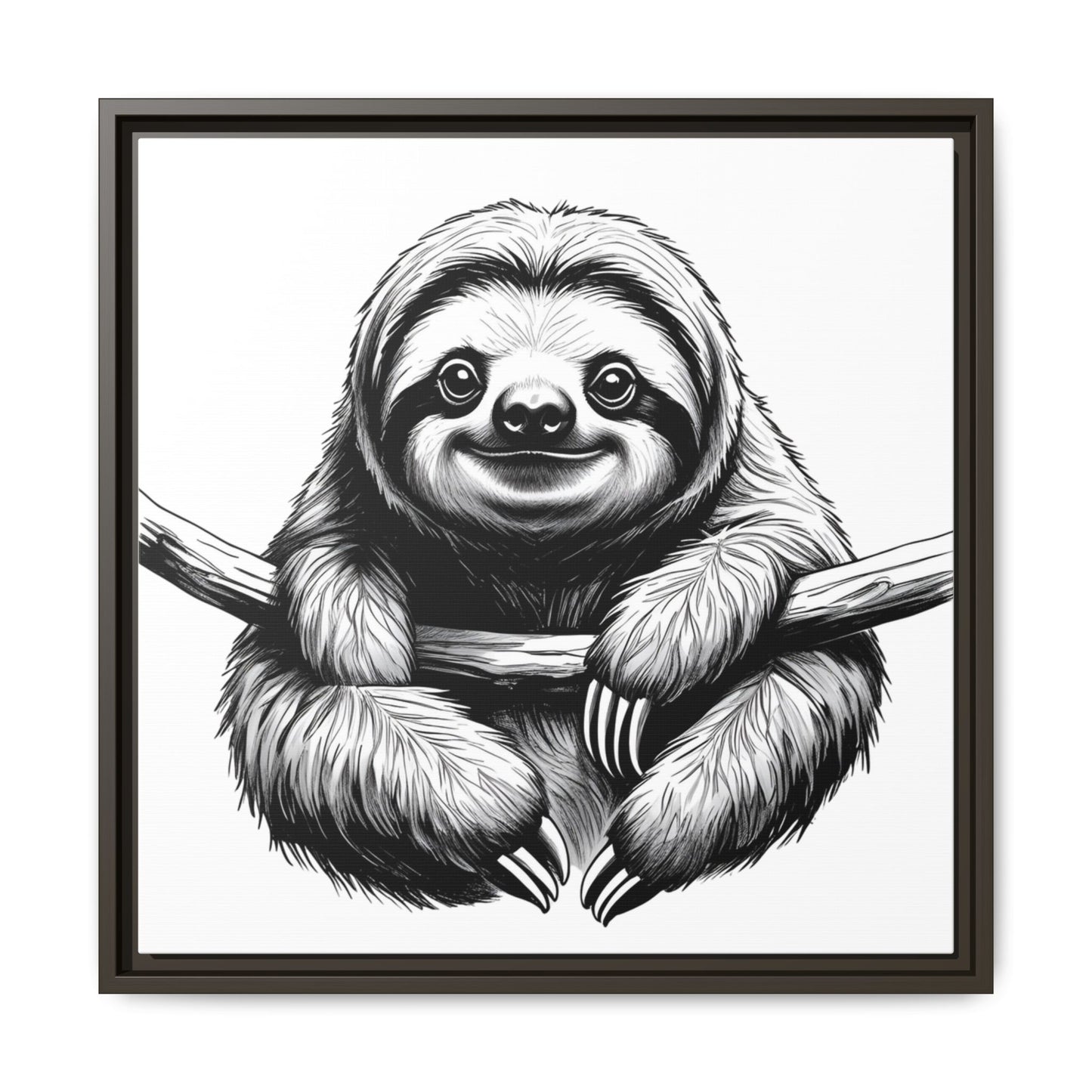 Adorable Sloth Hanging from Tree Branch Black & White Animal Wall Art, Cute Sloth Print, Jungle Theme Nursery Decor, Baby Shower Gift
