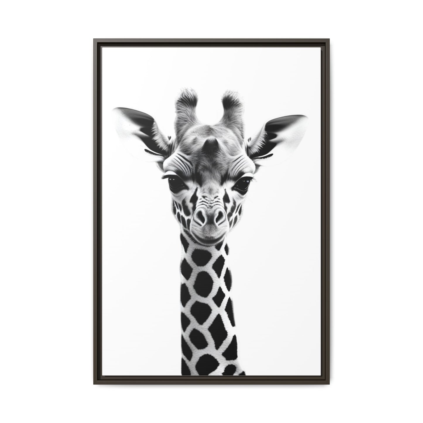 Baby Giraffe Wall Art Black & White Wildlife Photography Print, Cute Giraffe Lover Gift