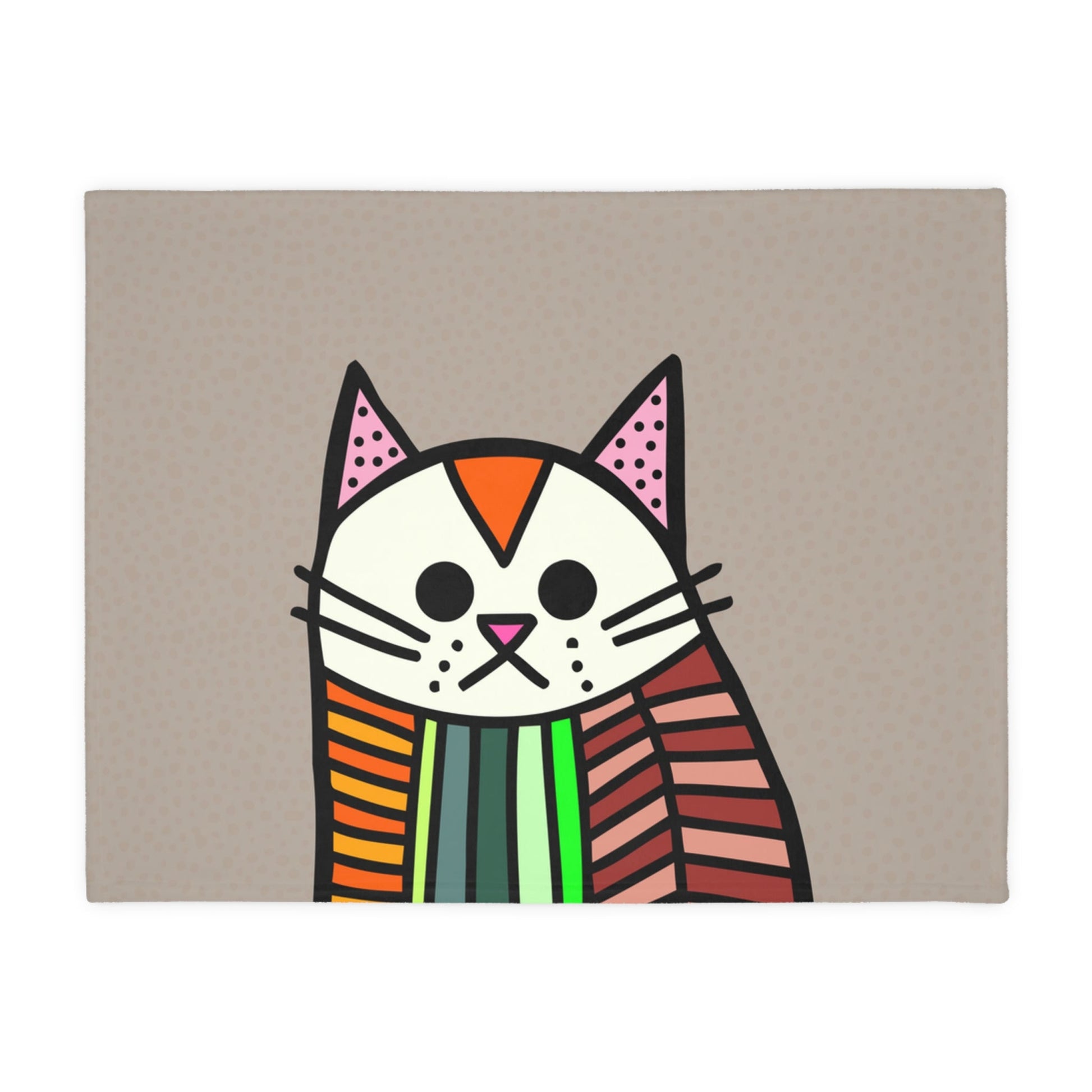 Abstract cat face design on a beige background