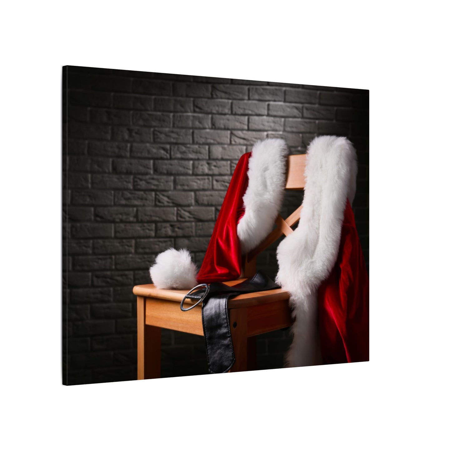 Canvas Wall Art, Santa Claus Belt Jacket Hat Festive Holiday Decor, Christmas Print