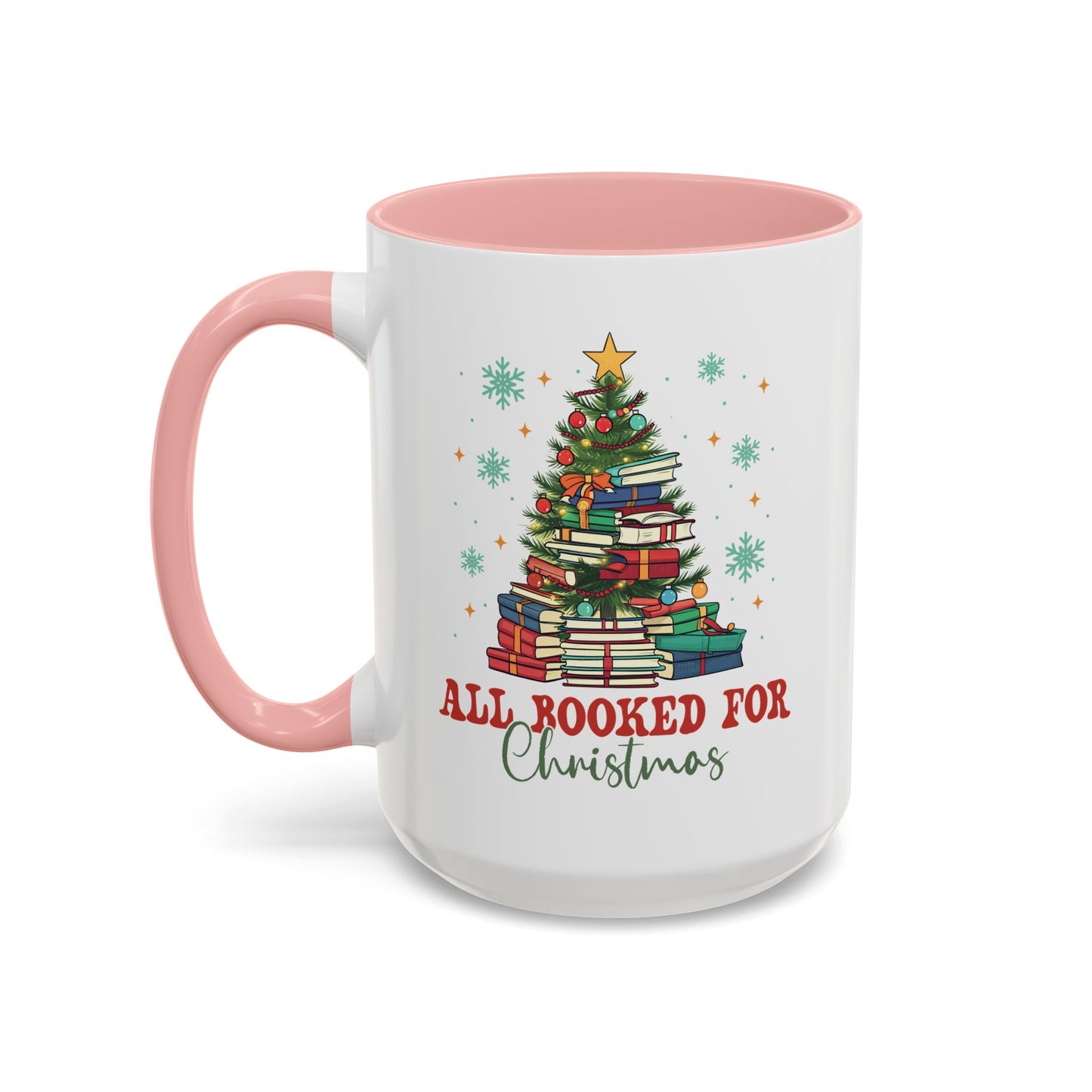 Christmas Booked Coffee Mug (11, 15oz) Holiday Book Lover Gift Festive Reading Mug Xmas Tree Teacher Gift