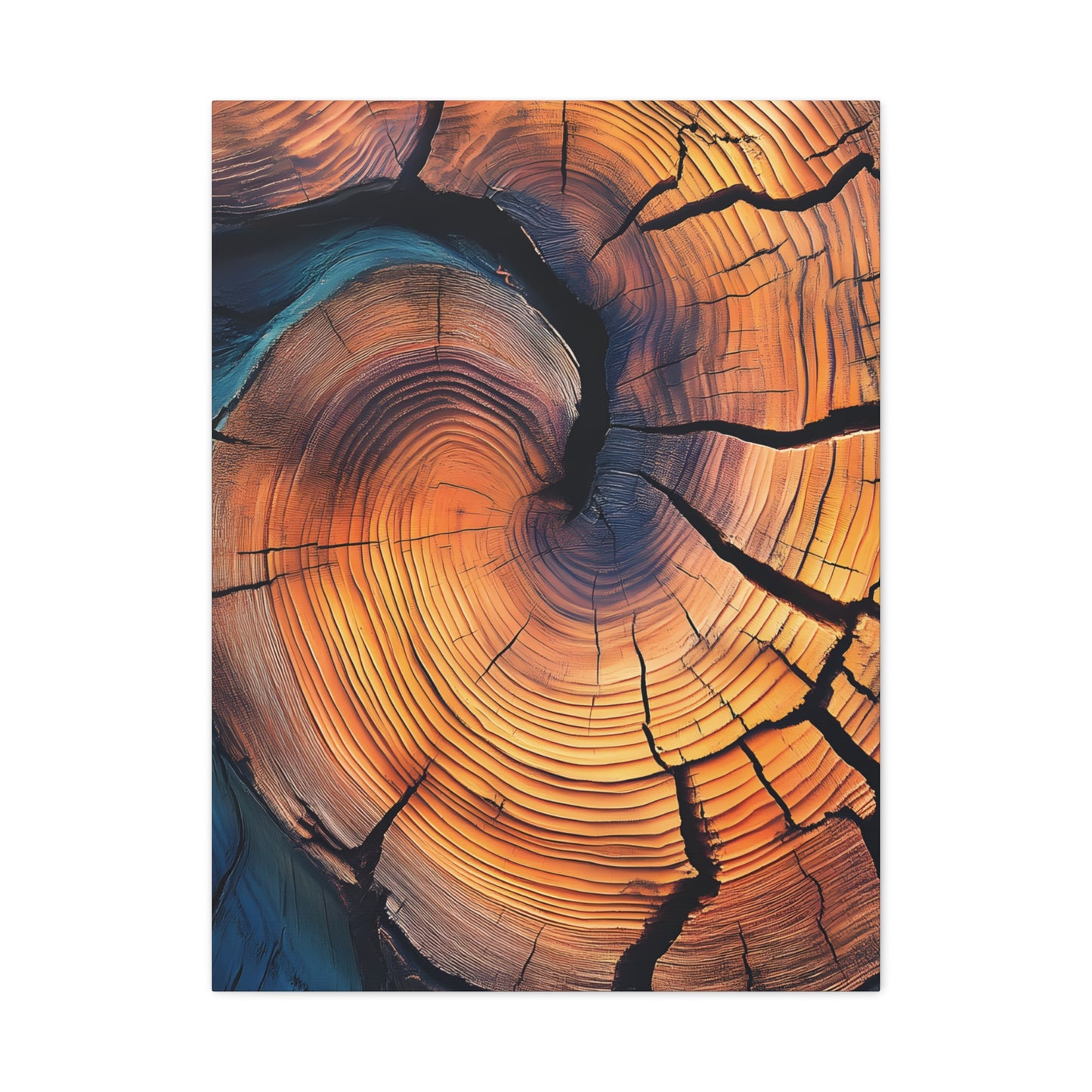 Colorful Wood Ring Canvas Wall Art, Abstract Tree Slice Print, Modern Rustic Decor, Vibrant Tree Rings Art on Canvas, Earthy Boho Wall Print
