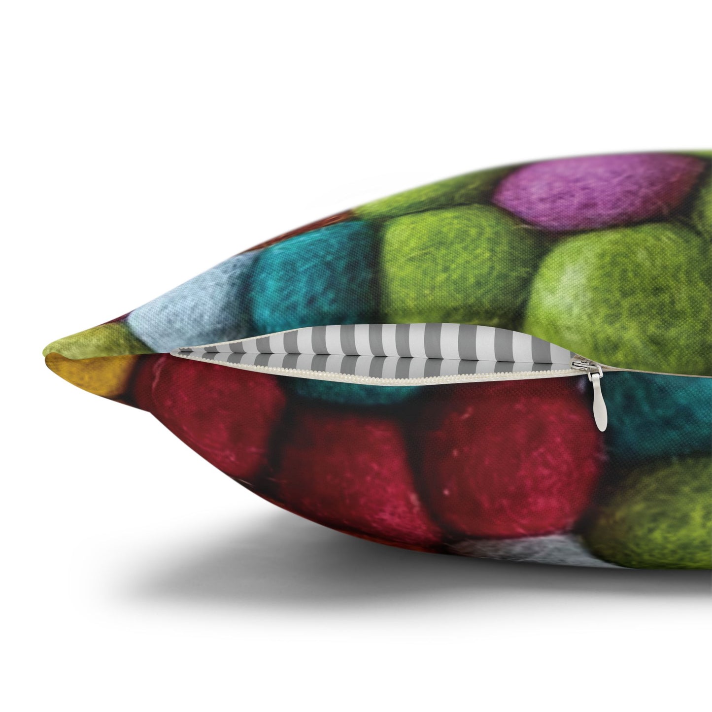 Decorative Pillowcase, Vibrant Colorful Cotton Balls Print, Square Couch Pillow Cover
