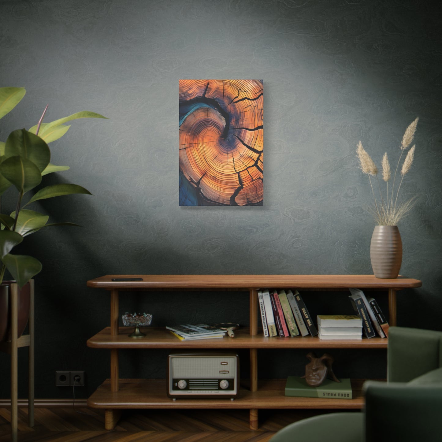Colorful Wood Ring Canvas Wall Art, Abstract Tree Slice Print, Modern Rustic Decor, Vibrant Tree Rings Art on Canvas, Earthy Boho Wall Print